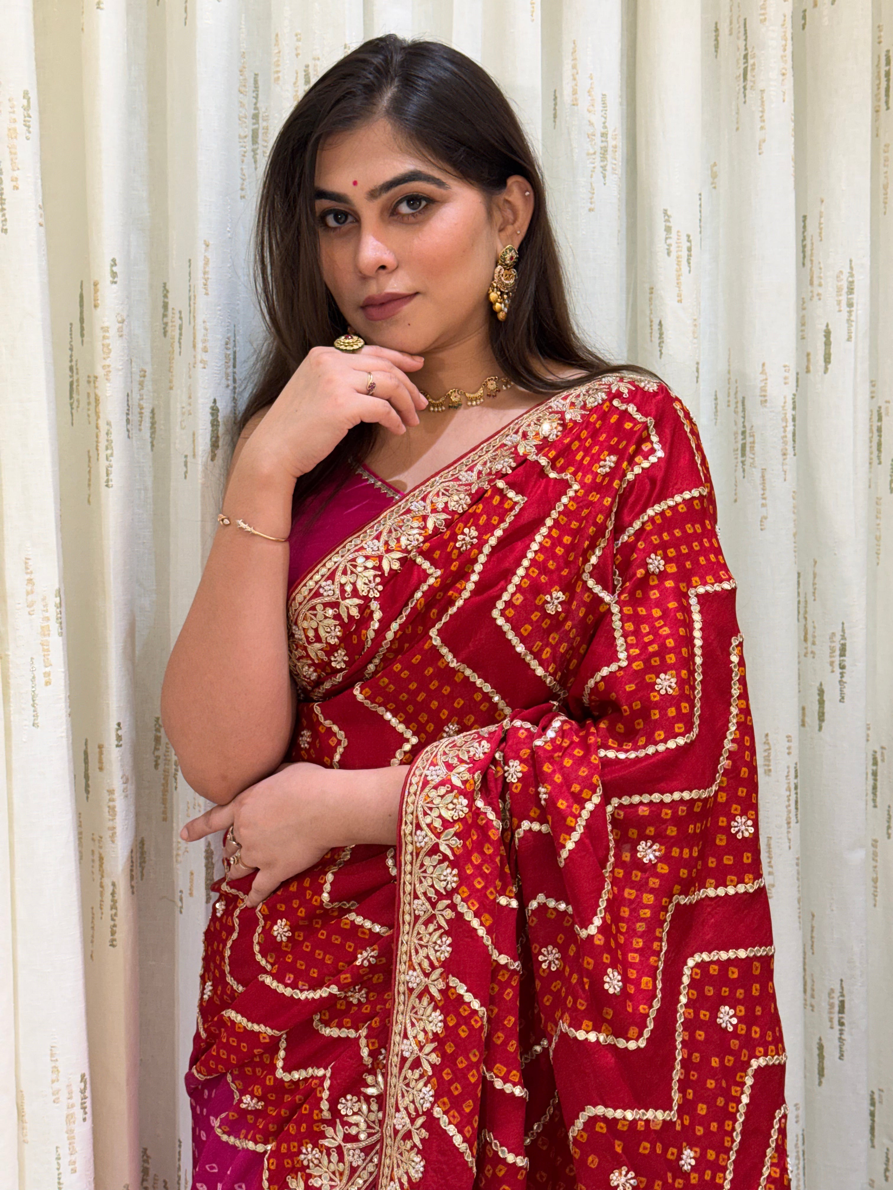 Vamika Bandhani Gajji Silk Saree