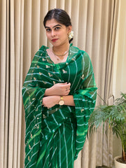 Annu Leheriya Green Saree