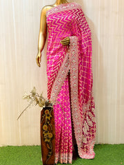 Nisha Khadi Georgette Bandhani Saree