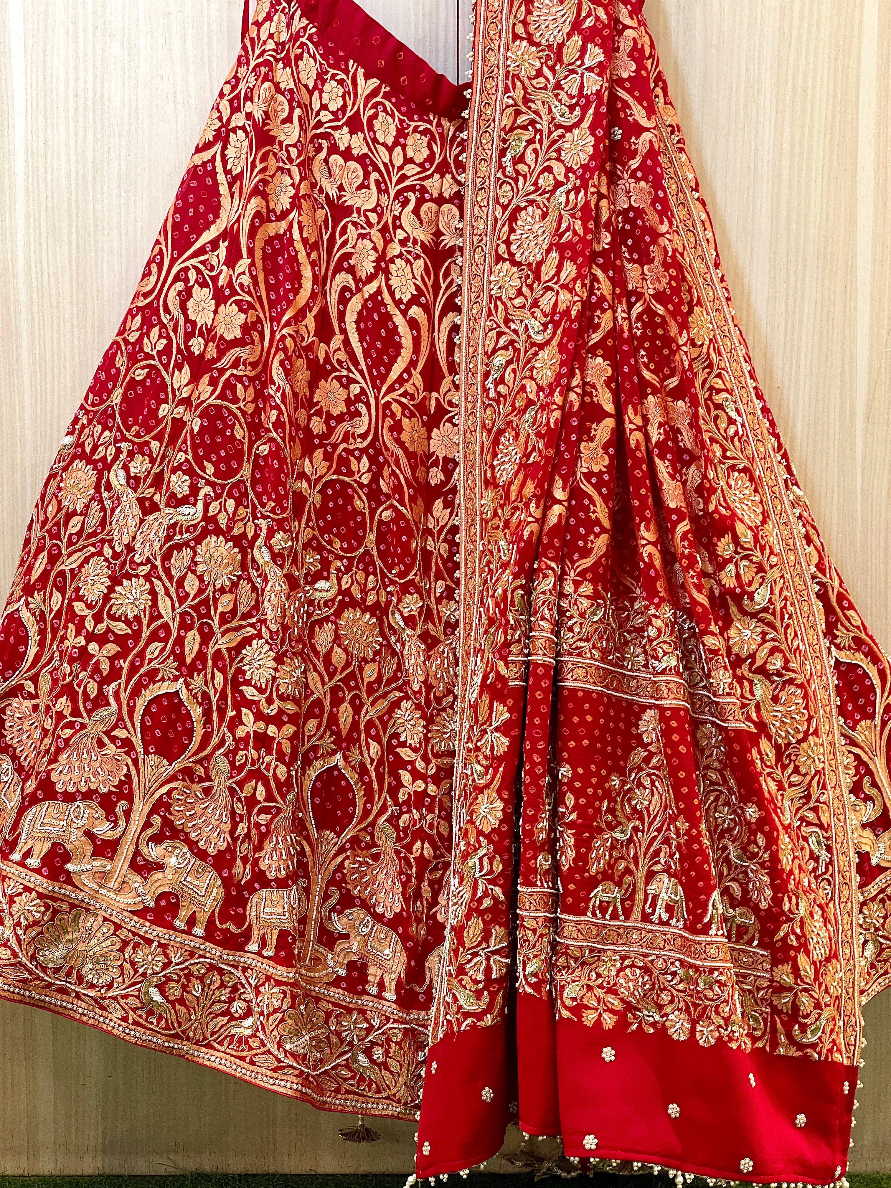 Shahi Gajraj Zardozi Red Lehenga Set