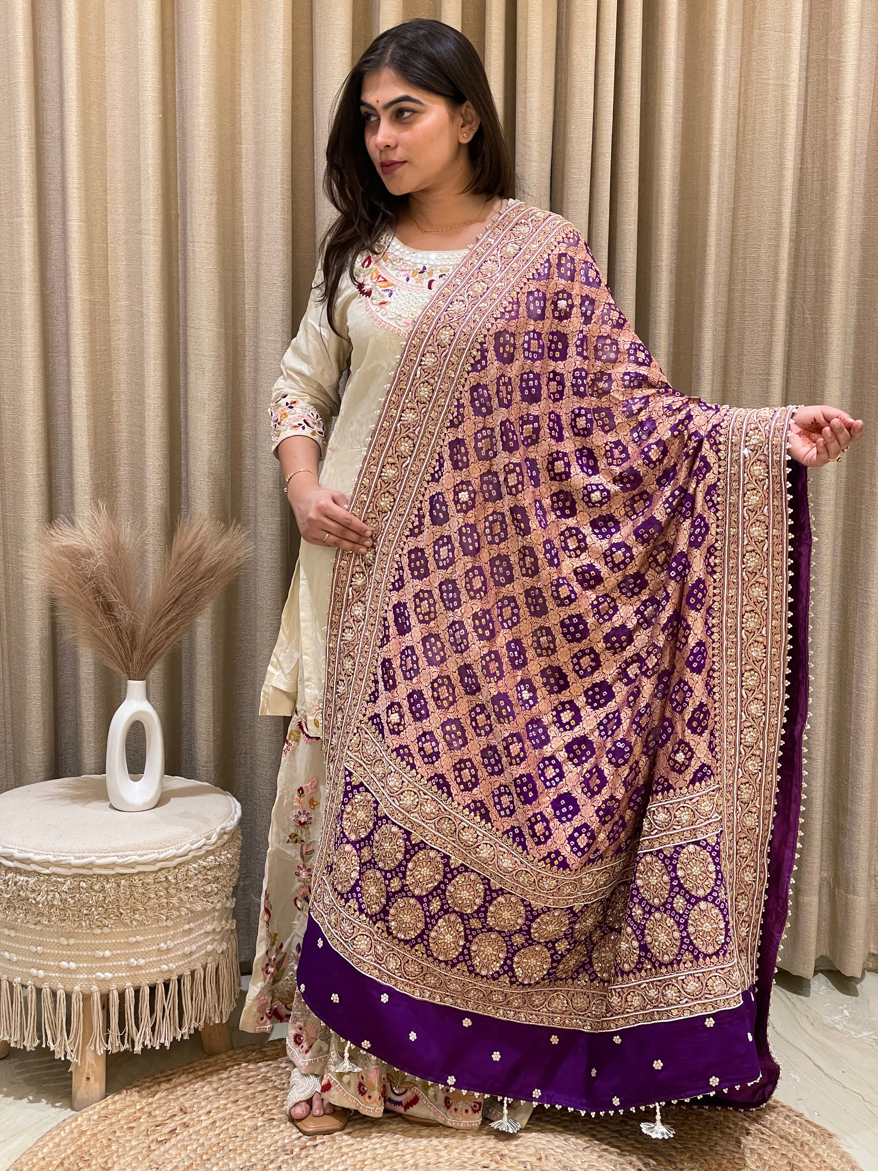 Noor Rang Meenakari Zardozi Dupatta