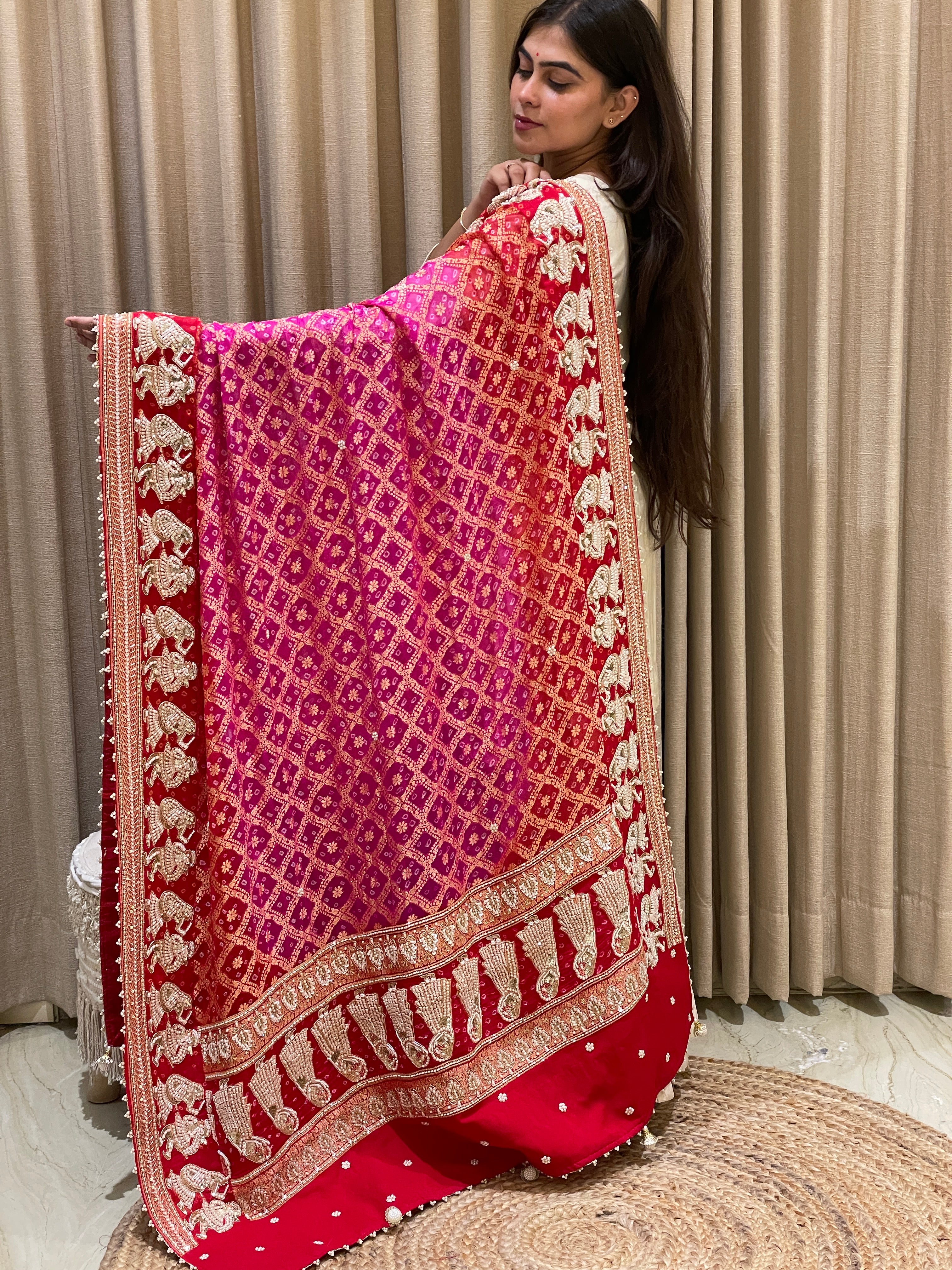 Shahi Meenakari Zardozi Khadi Georgette Dupatta