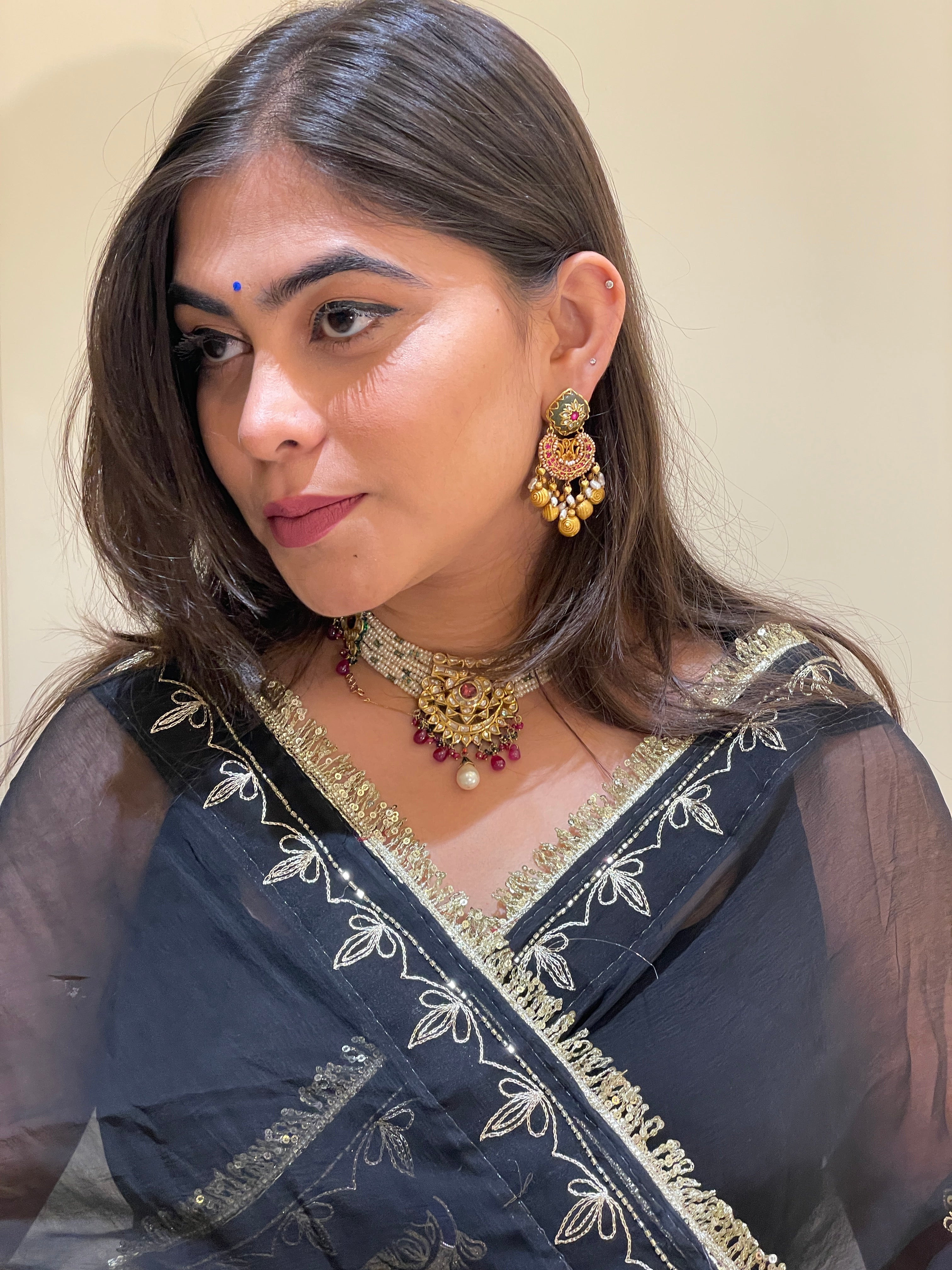 Ritu Black Aari Tari Chiffon Saree