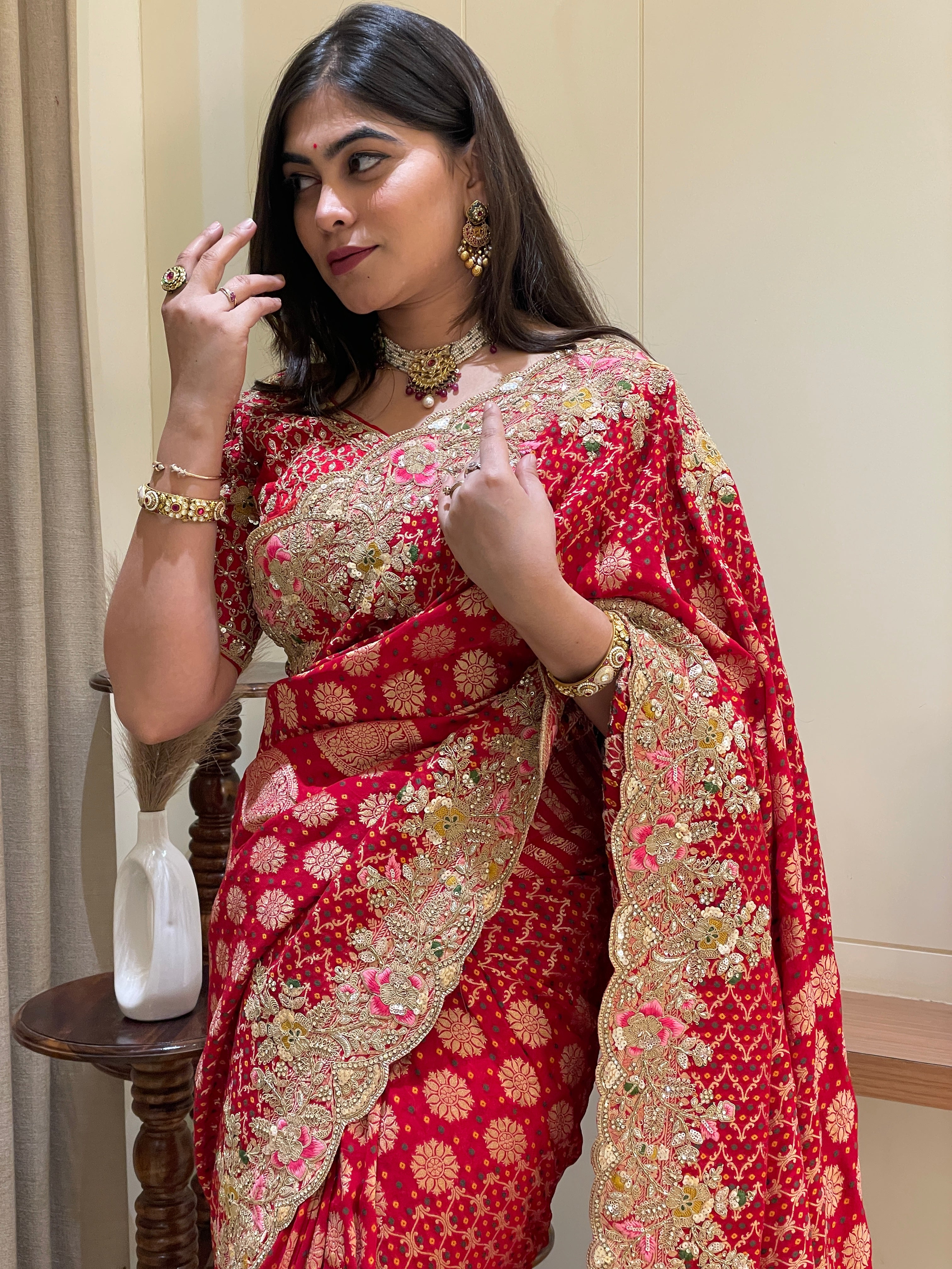 Anisha Bandhani Silk Saree