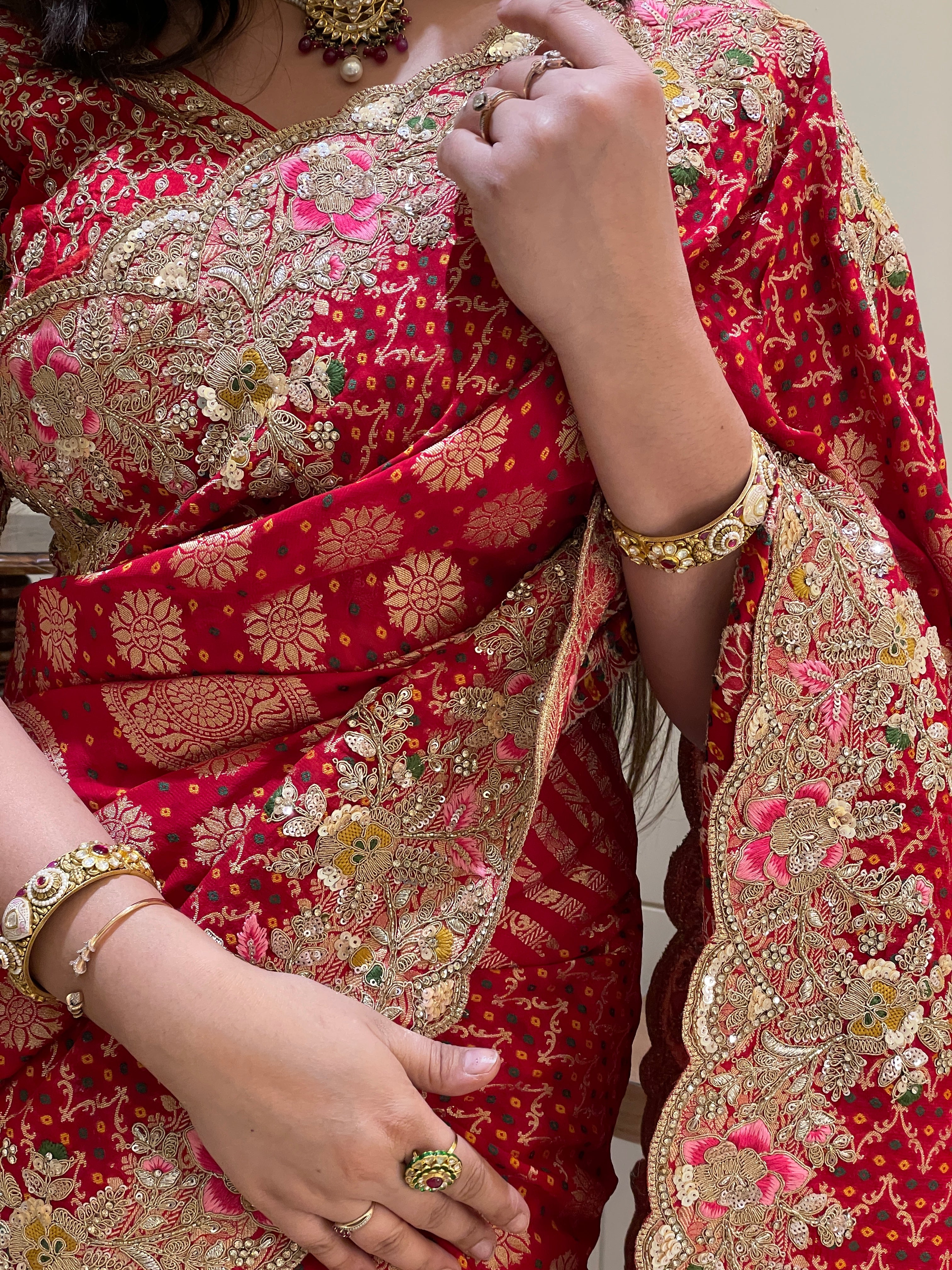 Anisha Bandhani Silk Saree