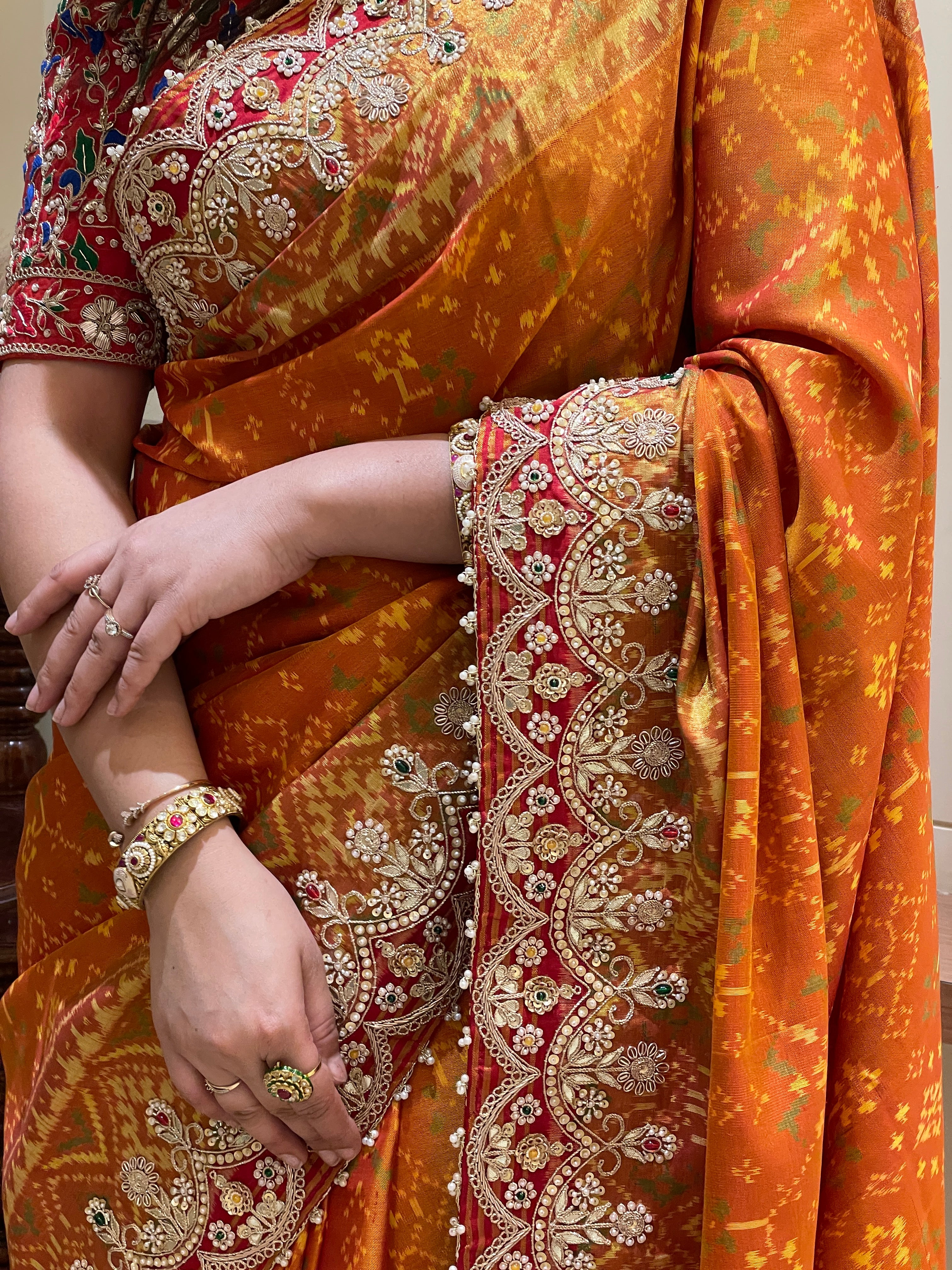 Viyana Orange Patola Silk Saree