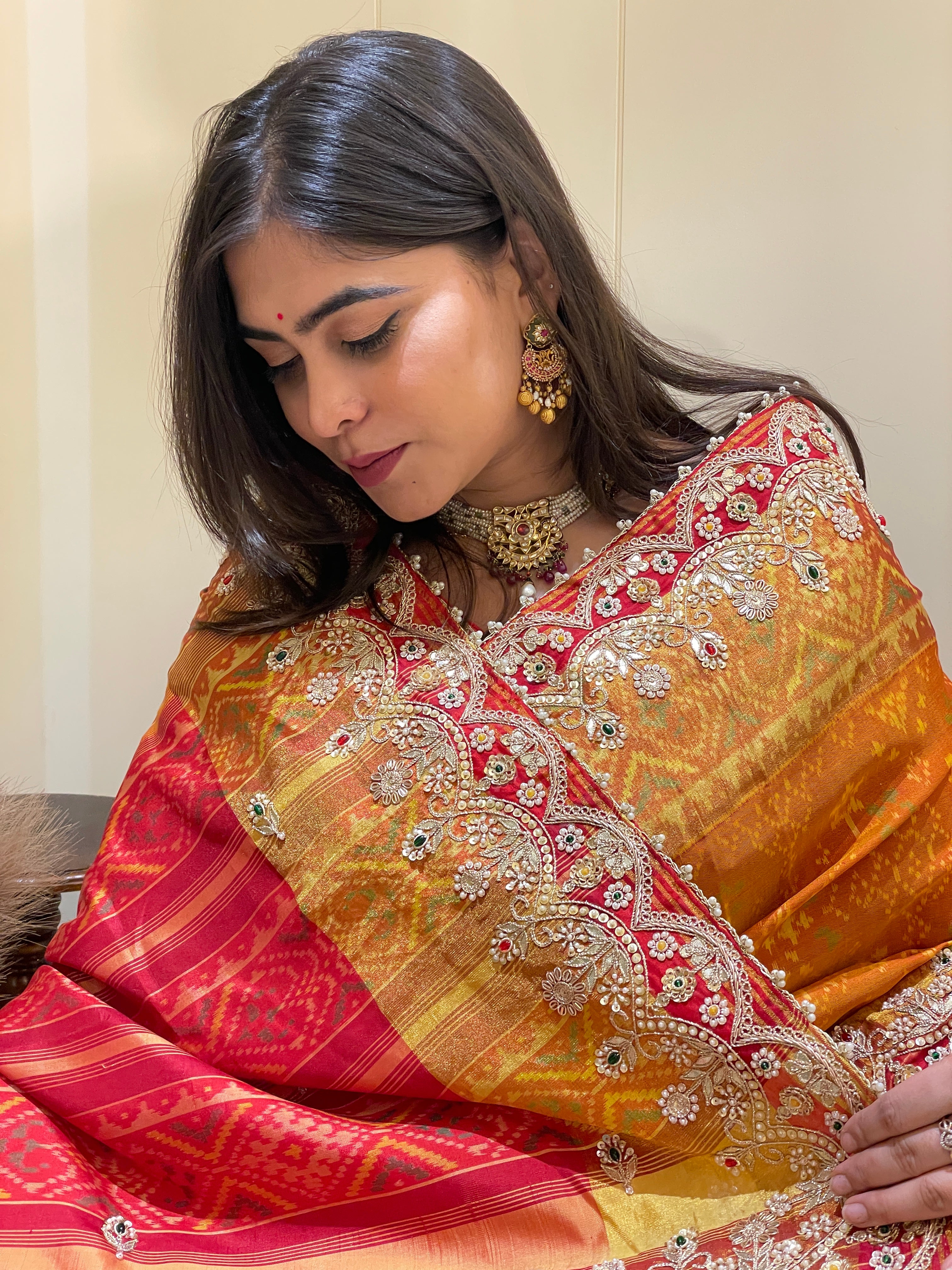 Viyana Orange Patola Silk Saree