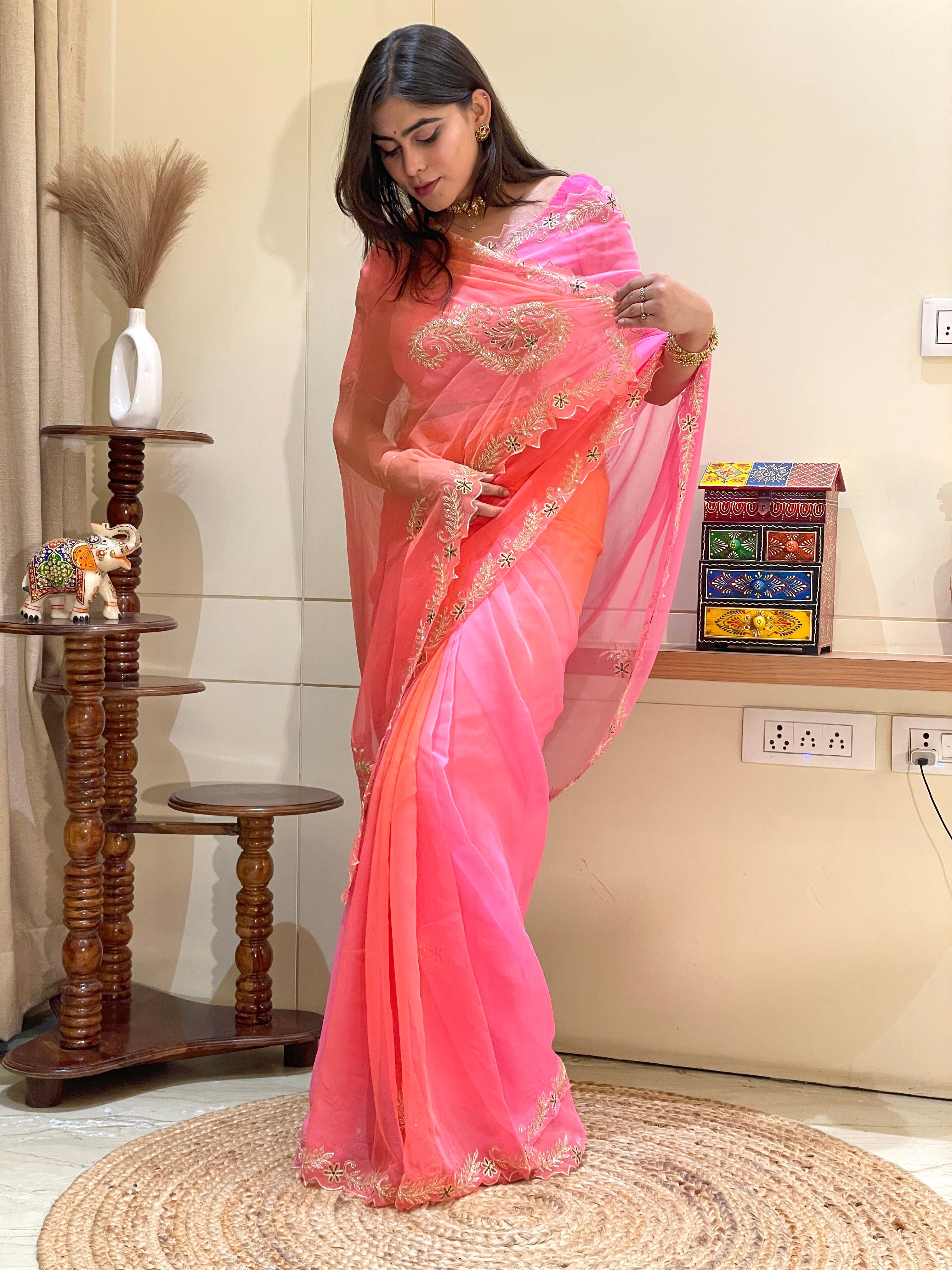 Zariya Multicolor Chiffon Saree