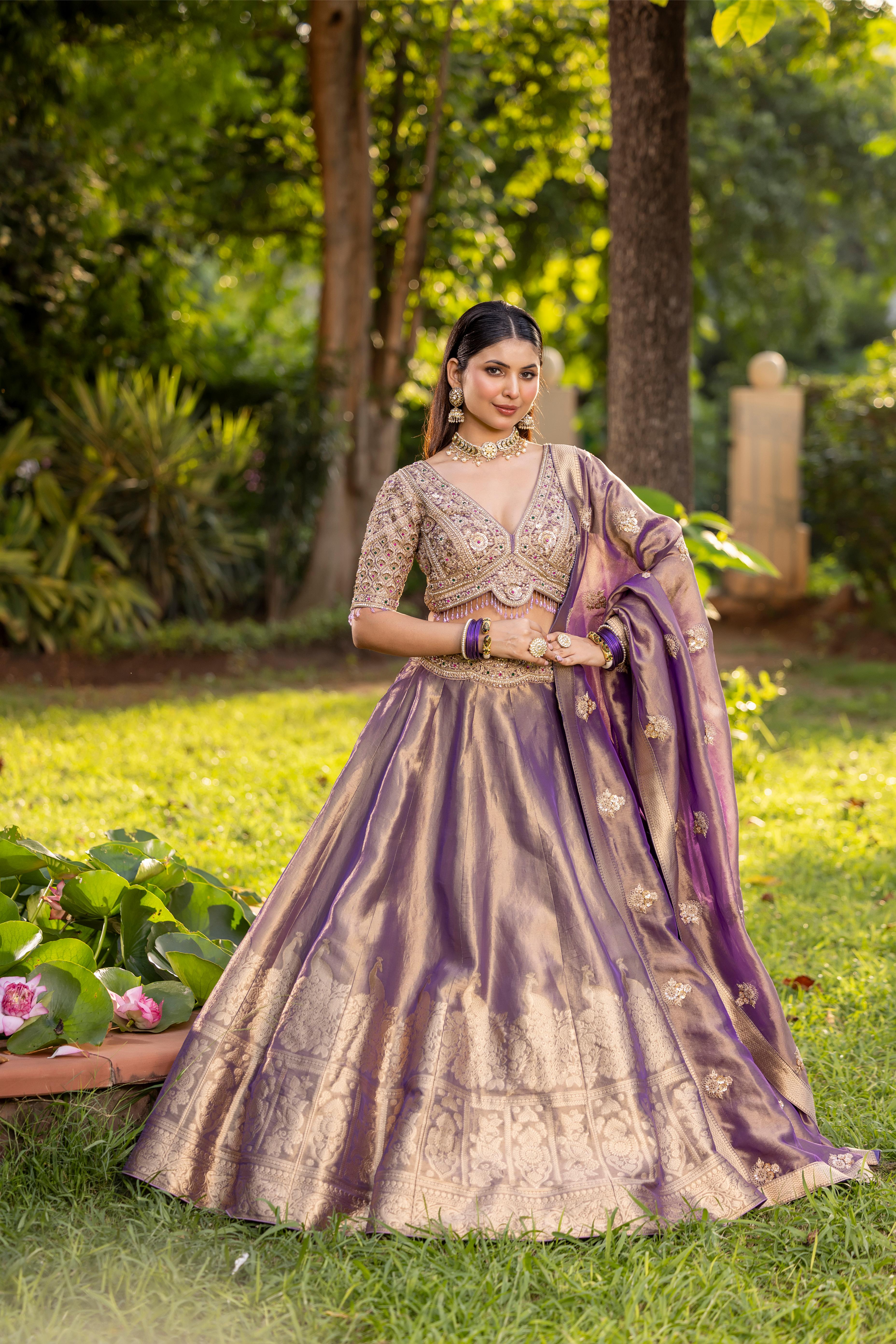 Ritika Lavender Banarasi Silk Lehenga