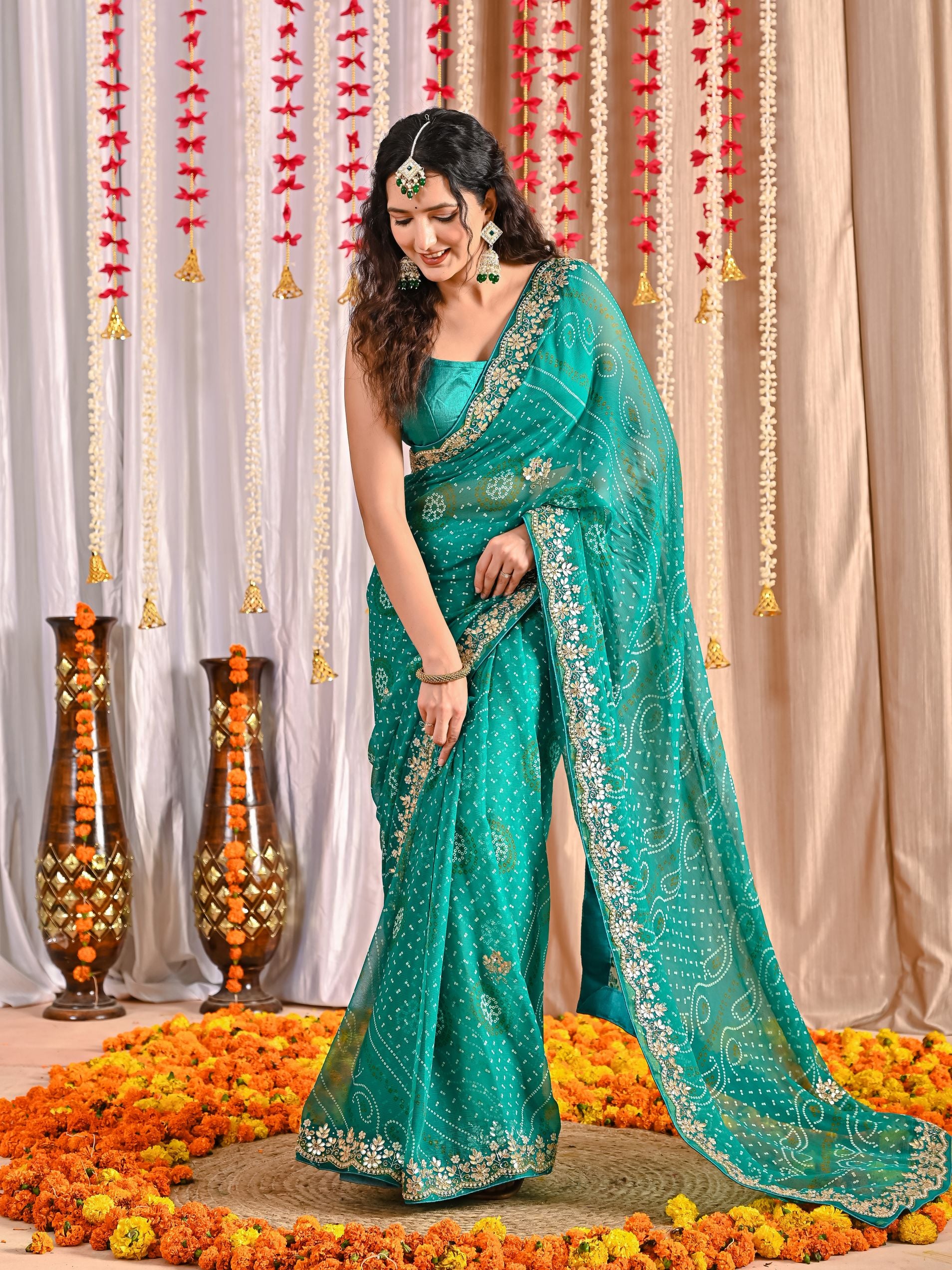Aaradhya Royal Chiffon Bandhani Saree
