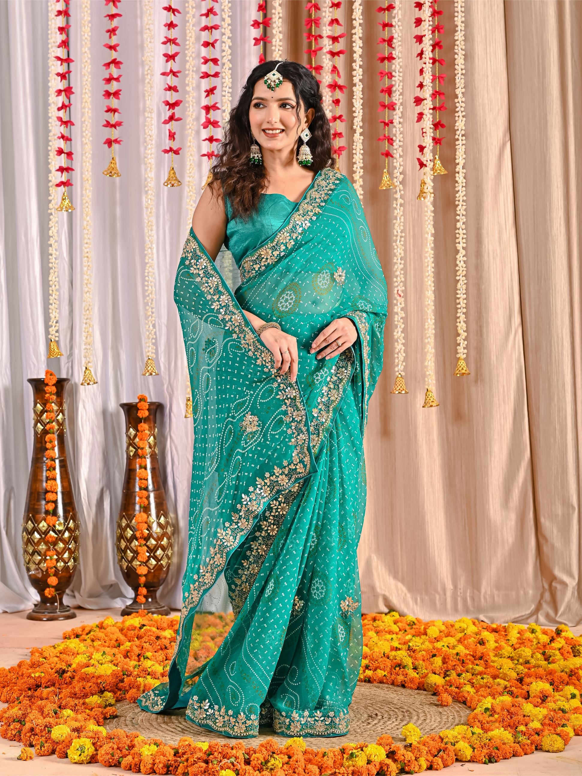 Aaradhya Royal Chiffon Bandhani Saree