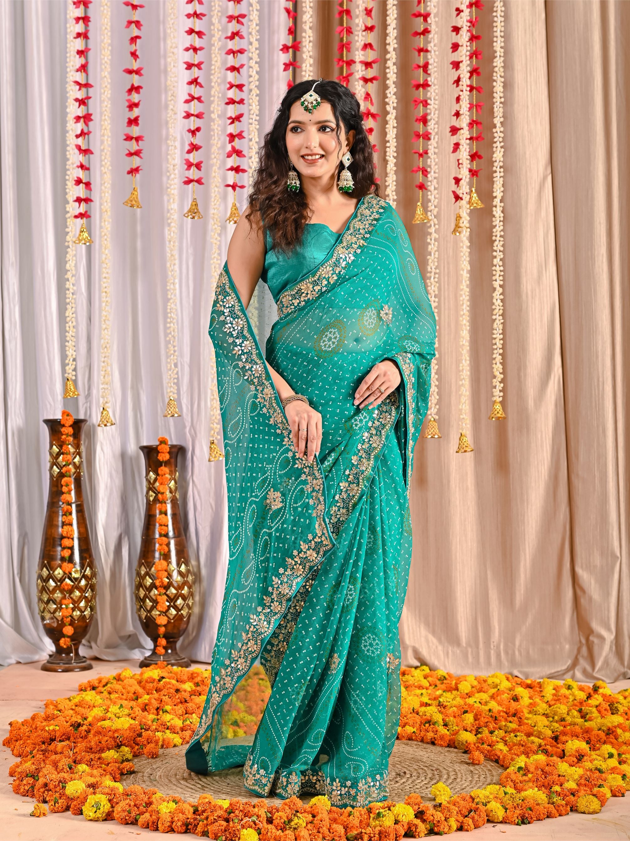 Aaradhya Royal Chiffon Bandhani Saree
