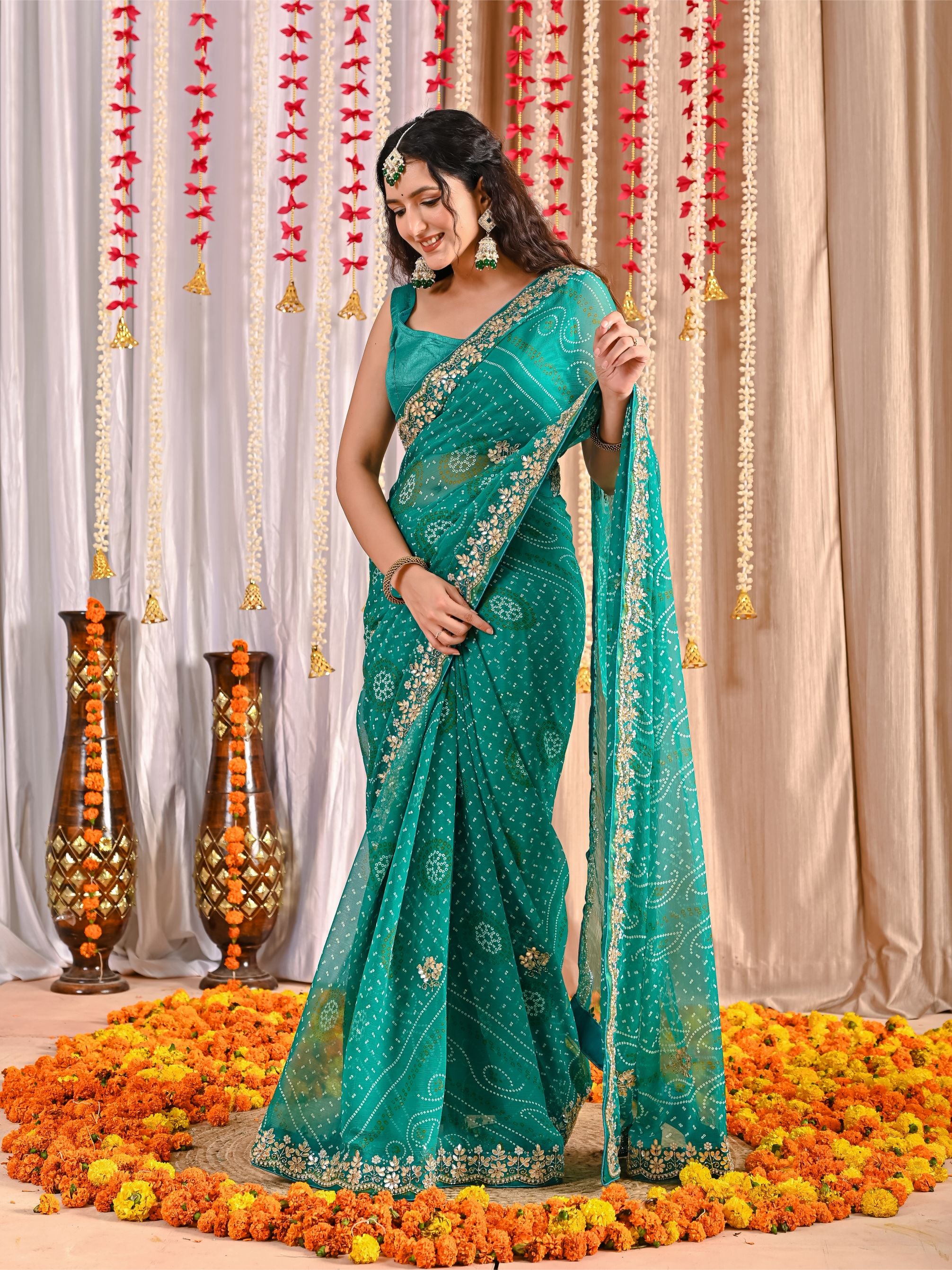 Aaradhya Royal Chiffon Bandhani Saree