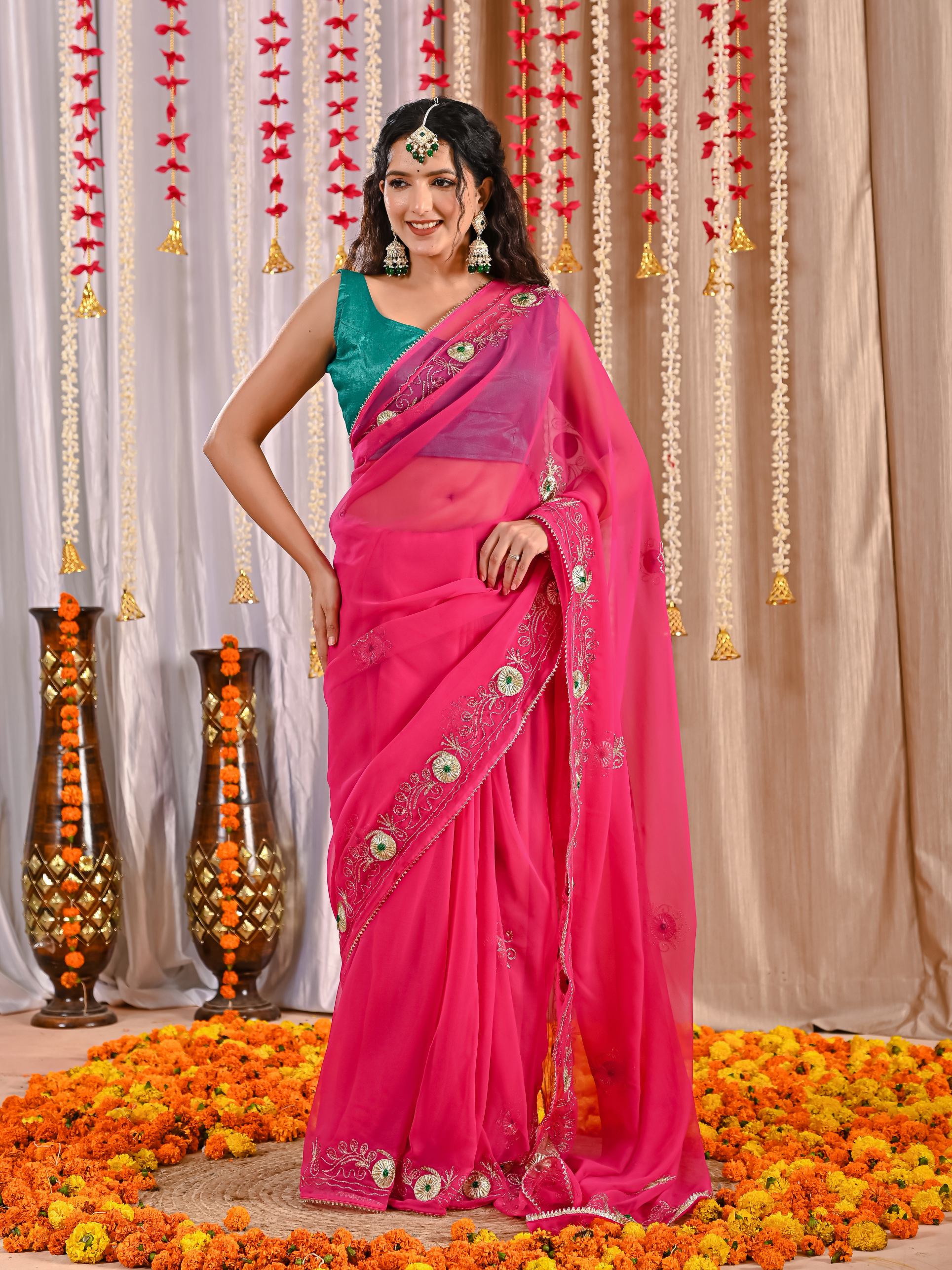 Diya Golden Grace Georgette Saree