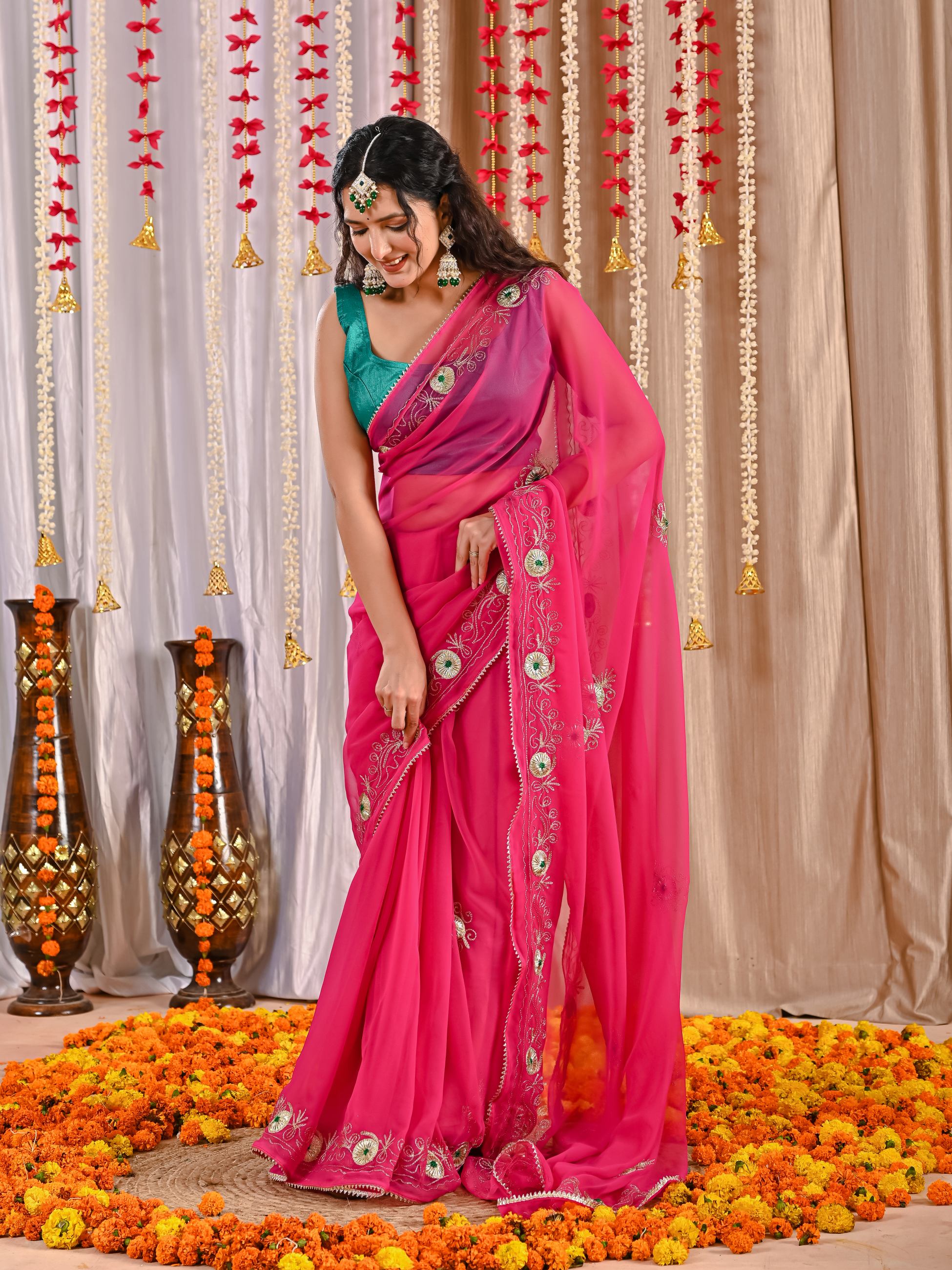 Diya Golden Grace Georgette Saree