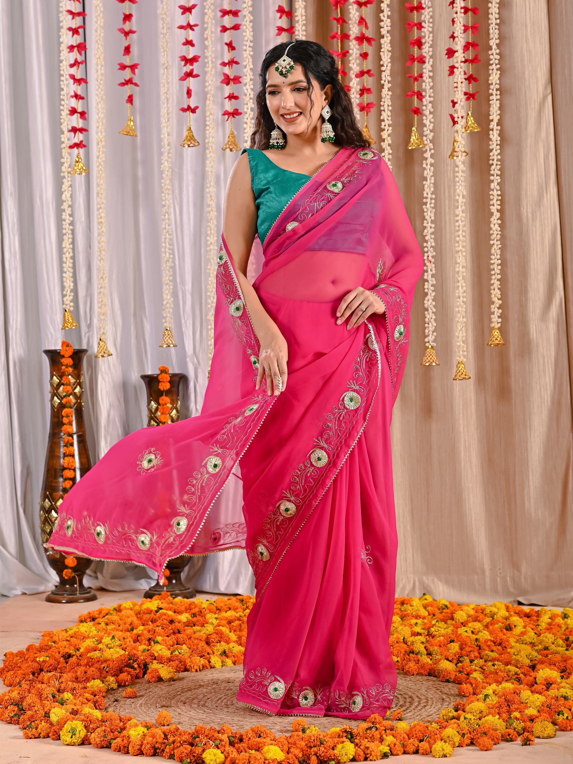 Diya Golden Grace Georgette Saree