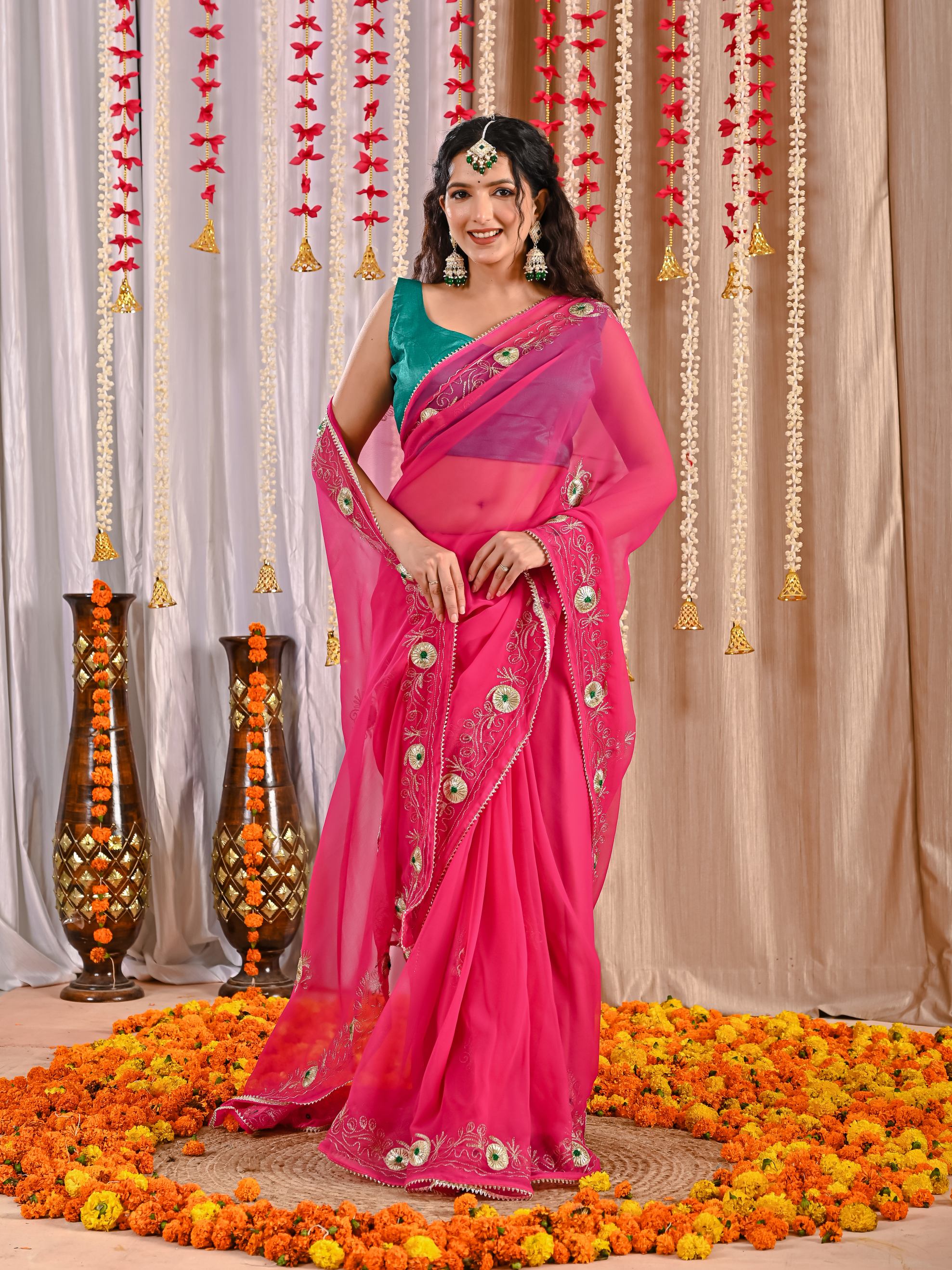 Diya Golden Grace Georgette Saree