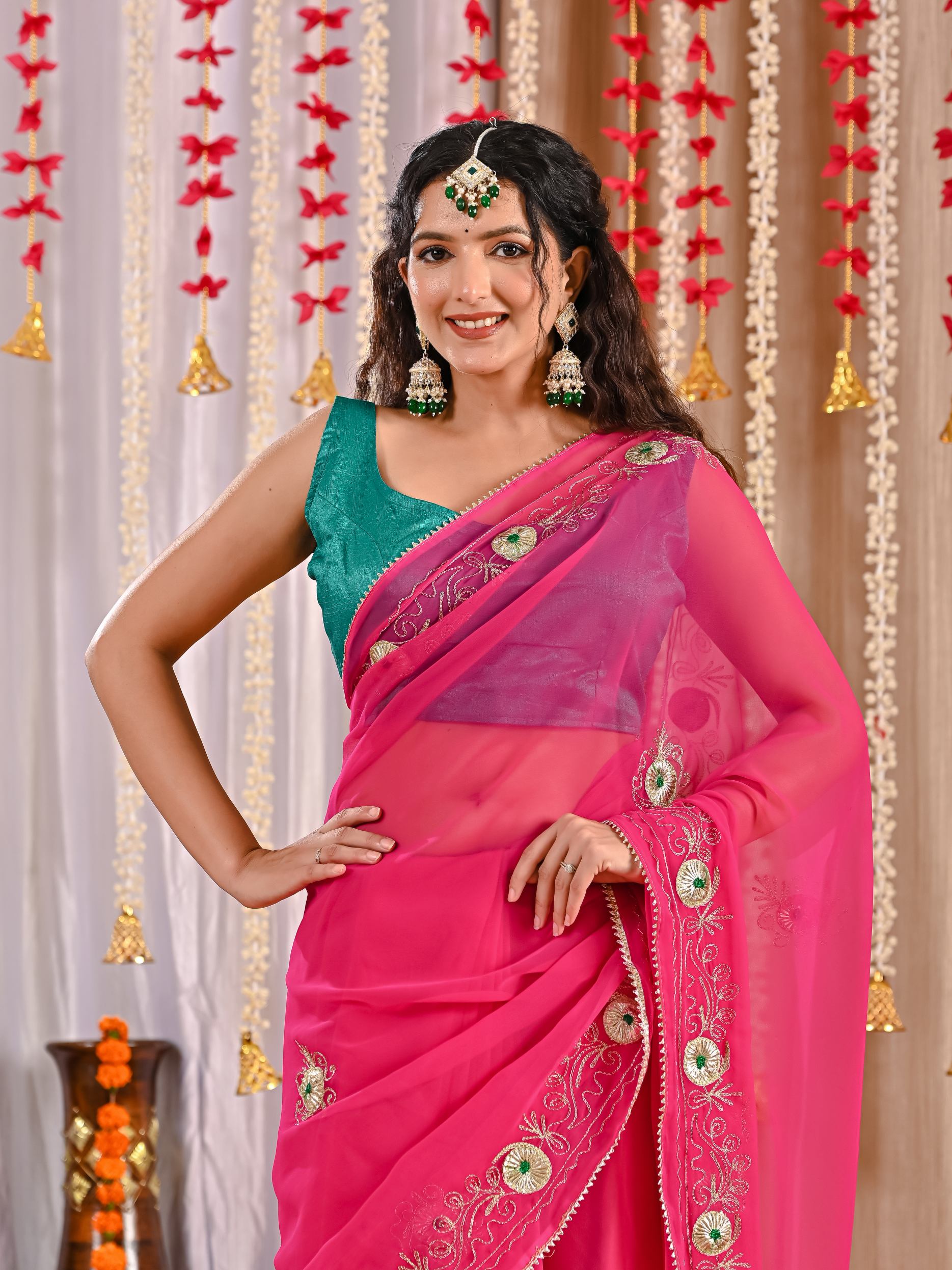 Diya Golden Grace Georgette Saree
