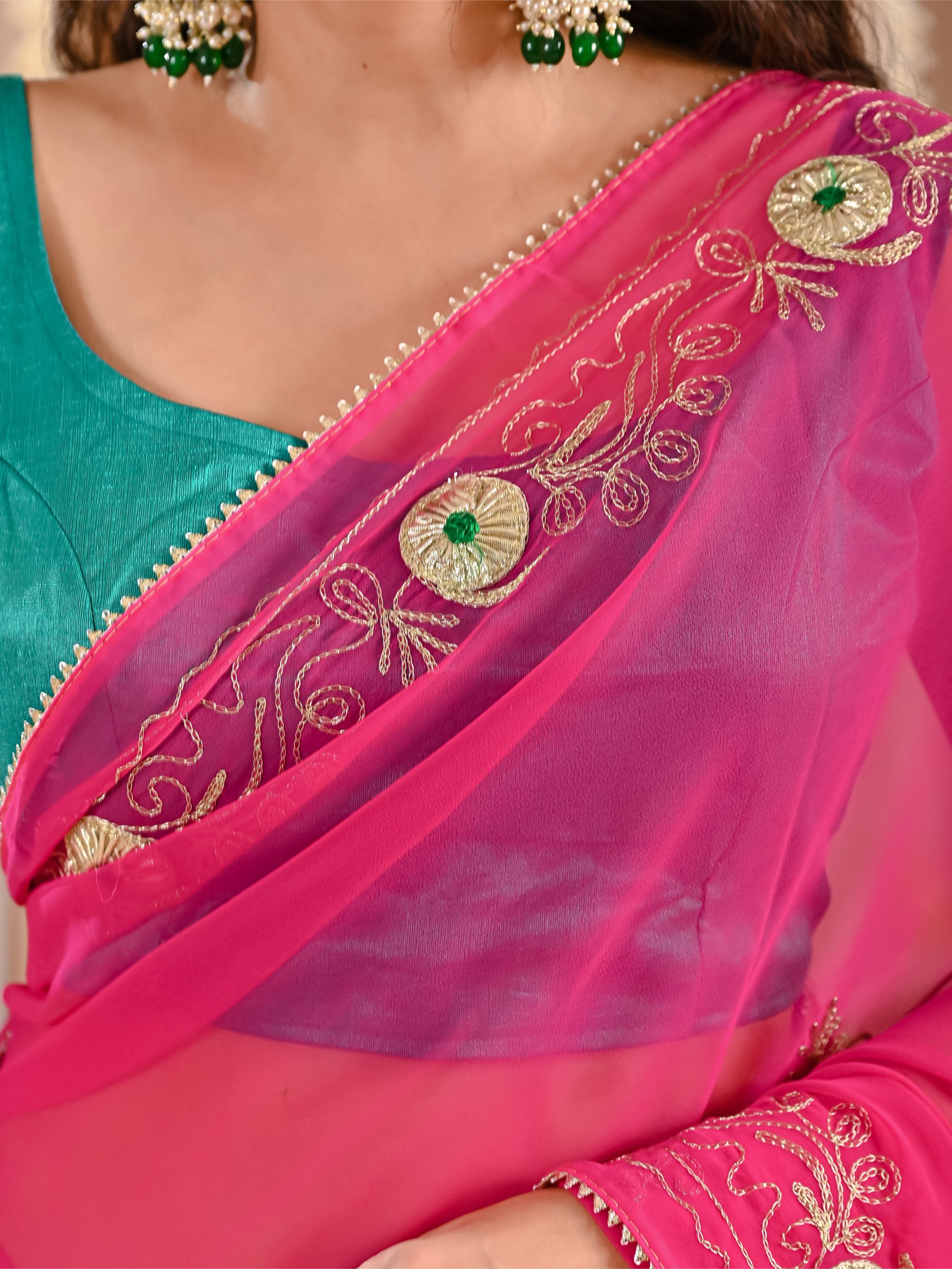 Diya Golden Grace Georgette Saree