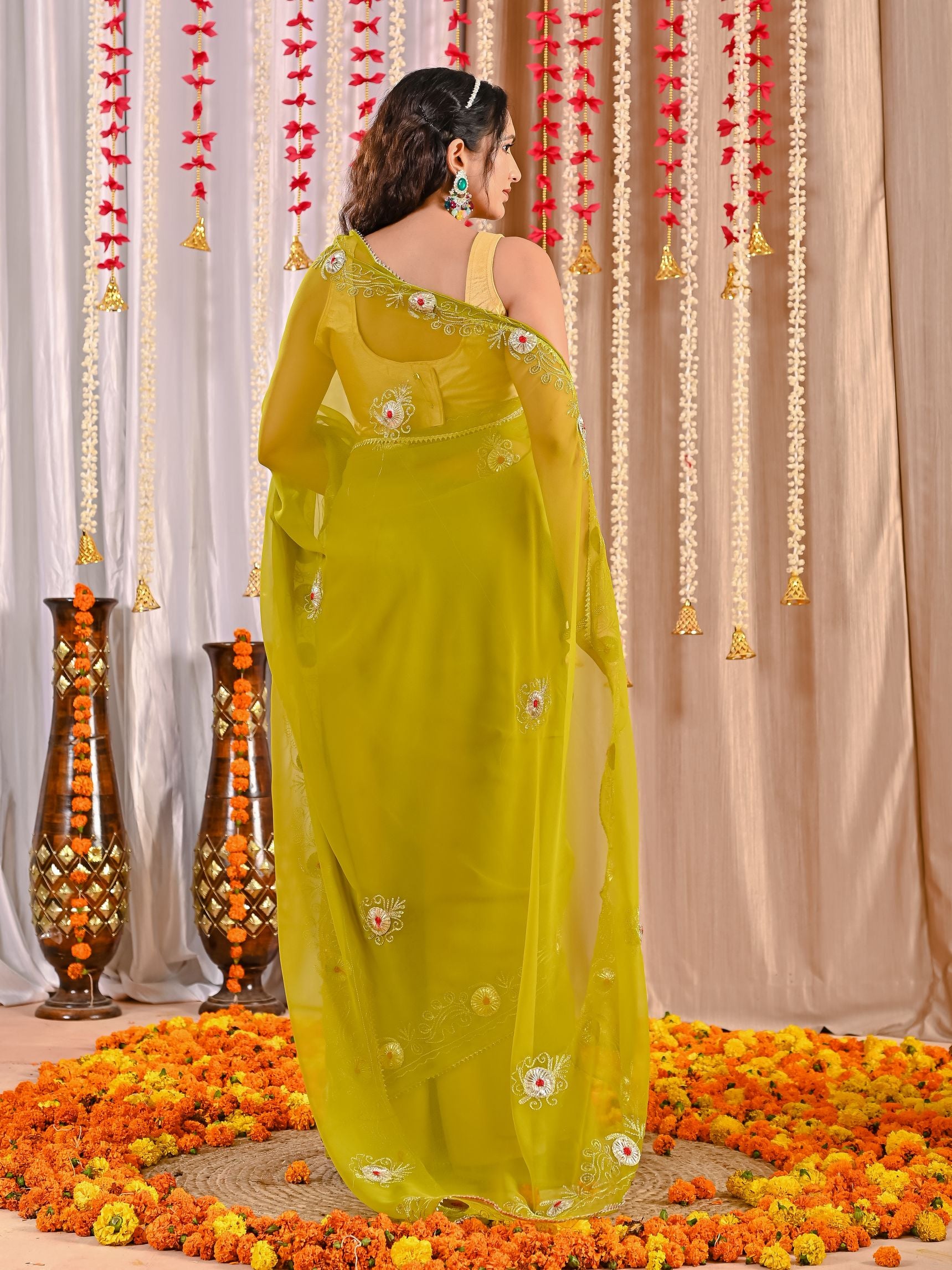 Aarohi Golden Grace Georgette Saree