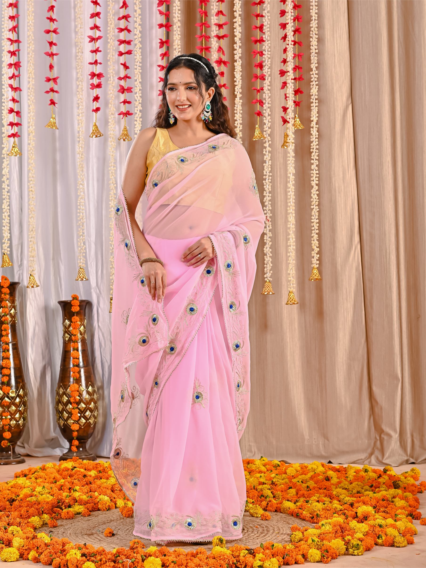 Tara Golden Grace Georgette Saree