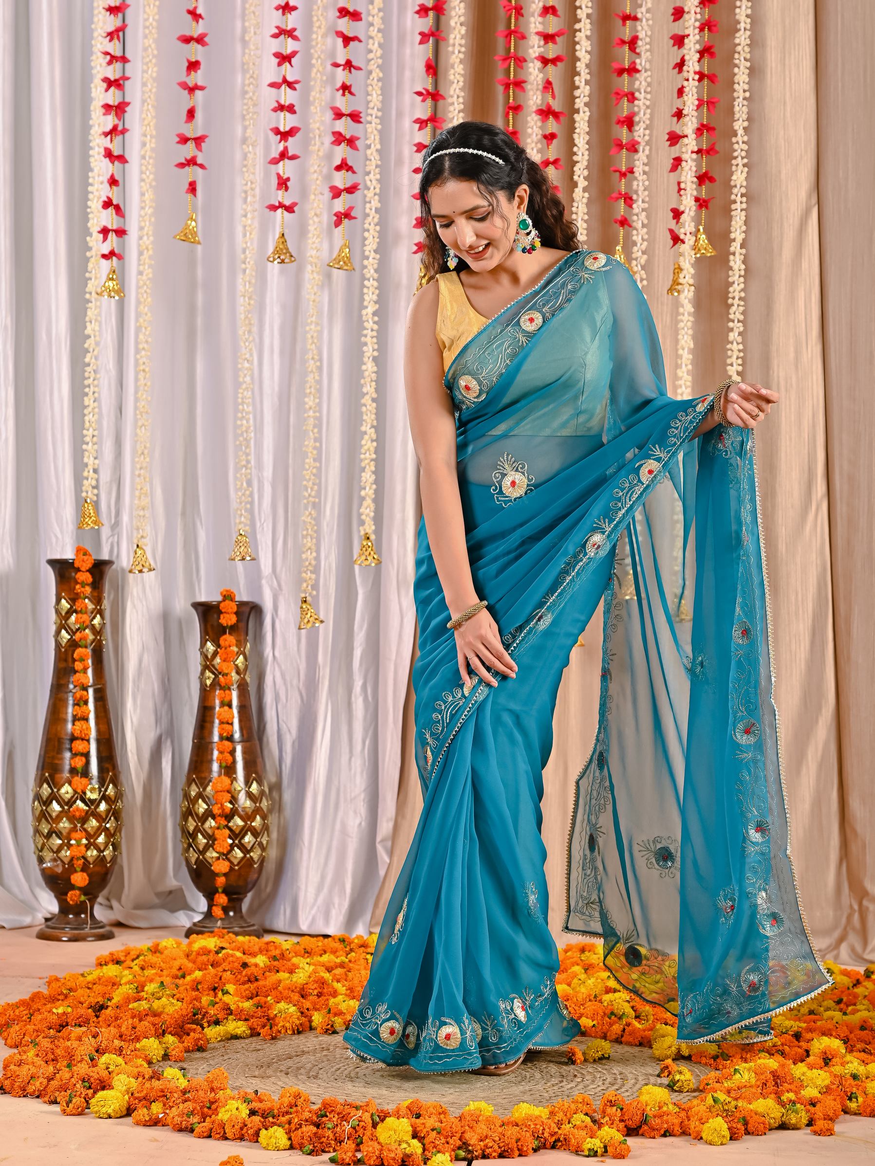 Navya Golden Grace Georgette Saree