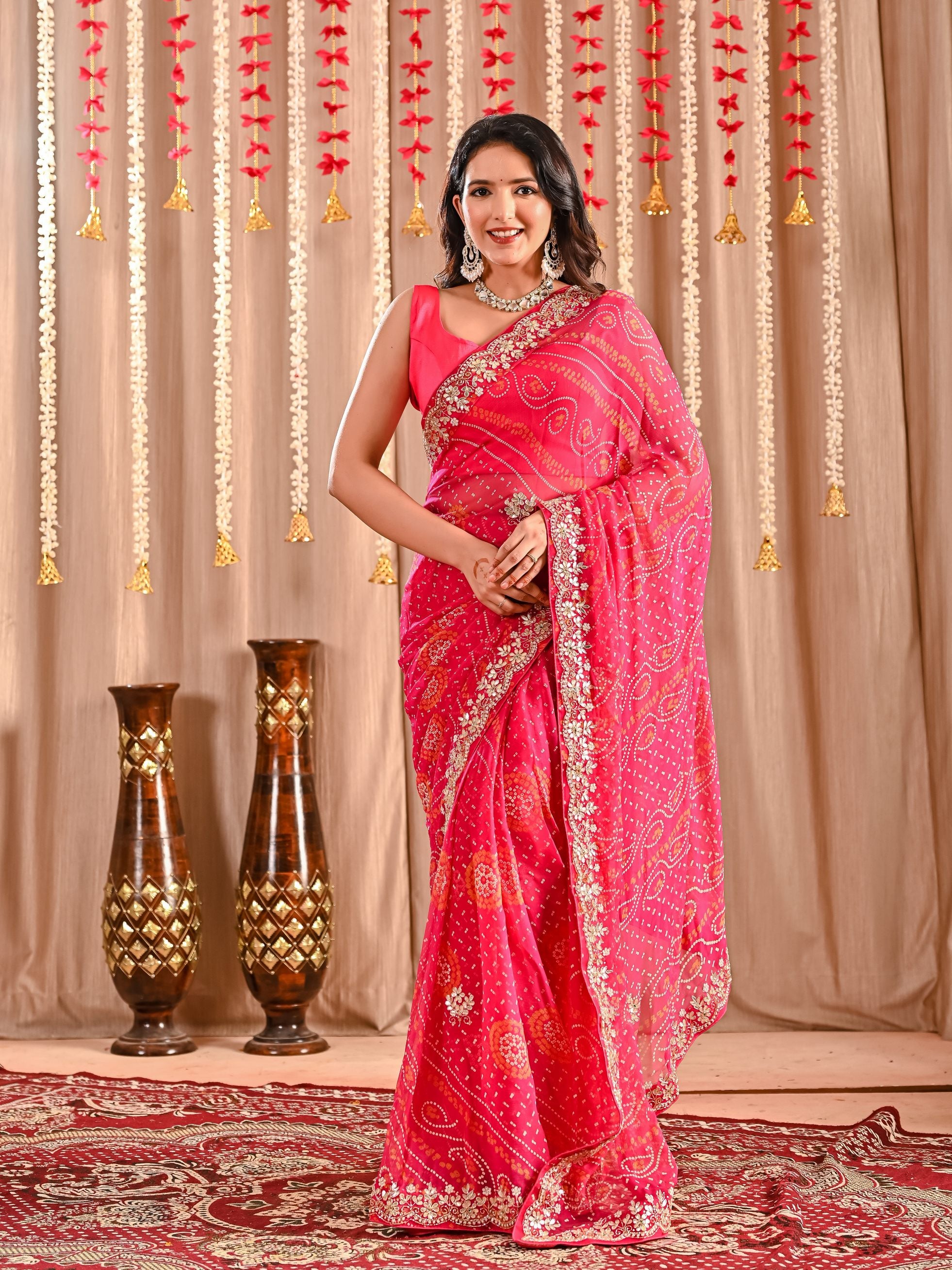 Kannu Royal Chiffon Bandhani Saree