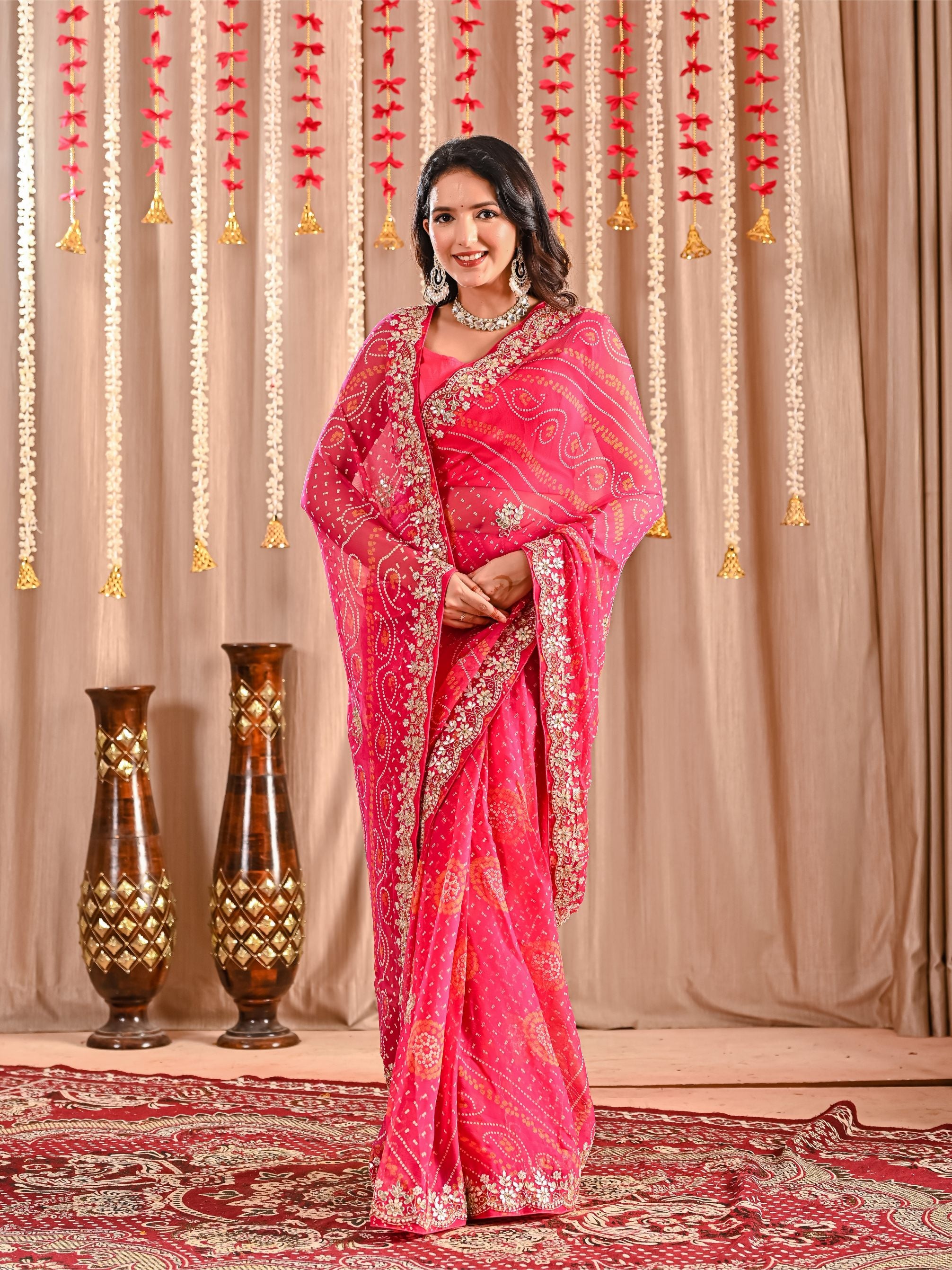 Kannu Royal Chiffon Bandhani Saree