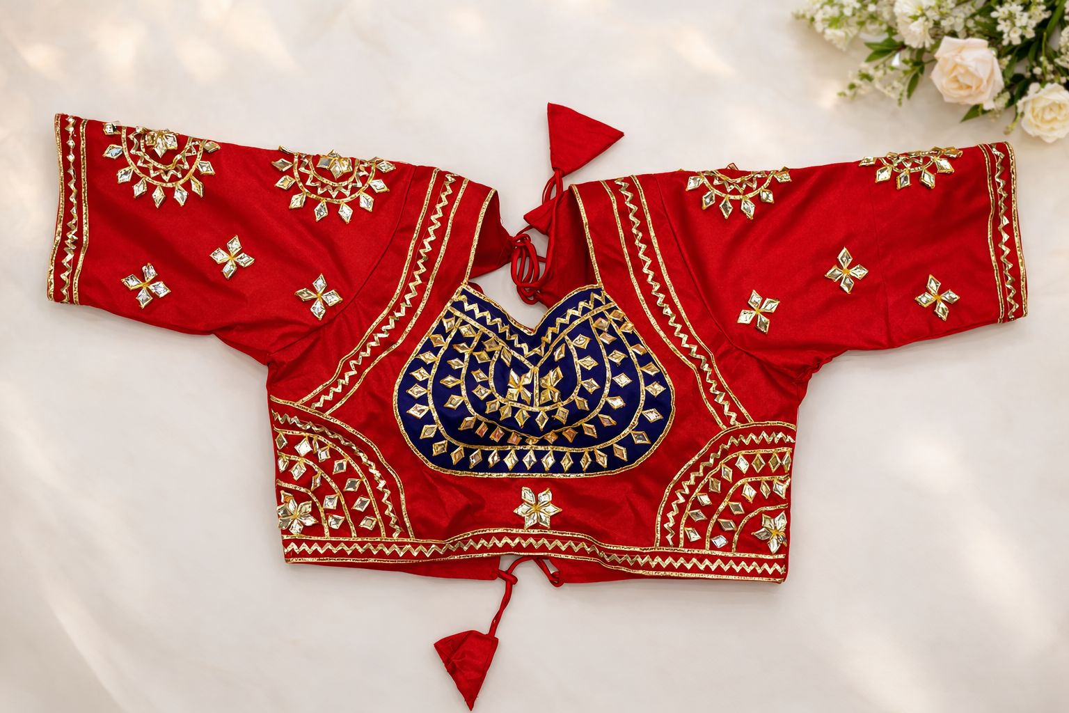 Aaradhya Red Royal Blue Aangi Blouse