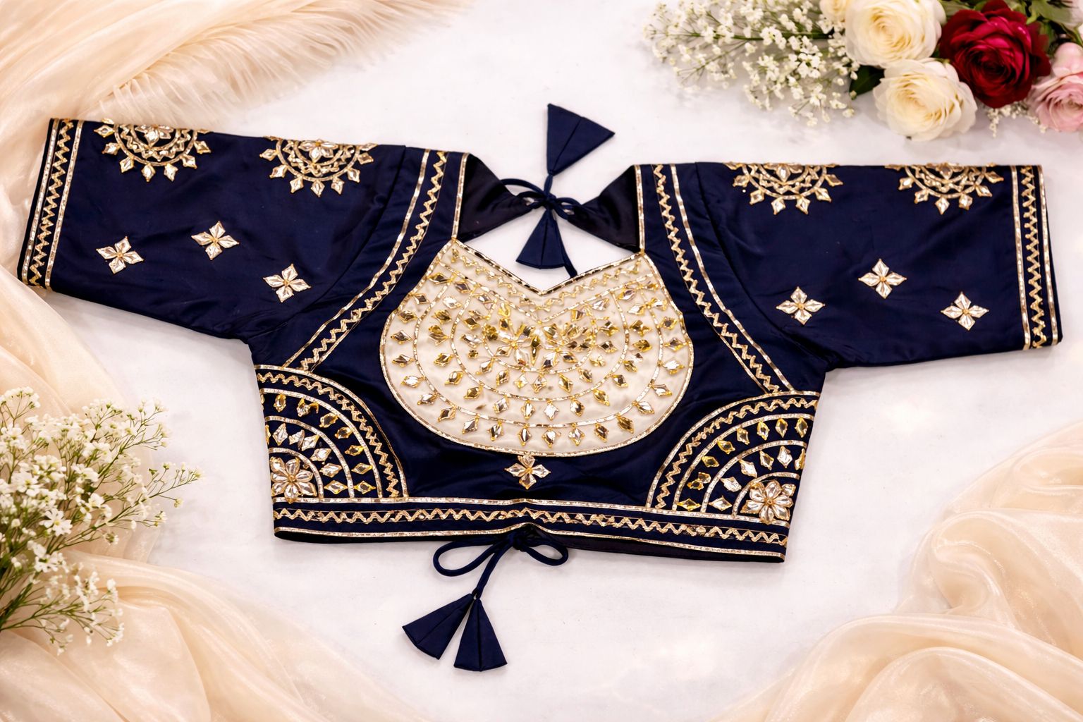 Ishani Navy Ivory Aangi Blouse