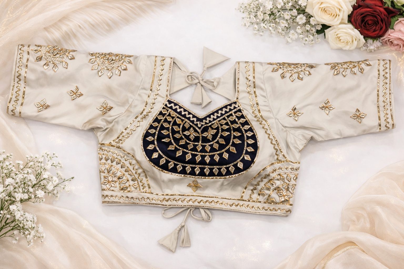 Zarmina Cream Black Aangi Blouse