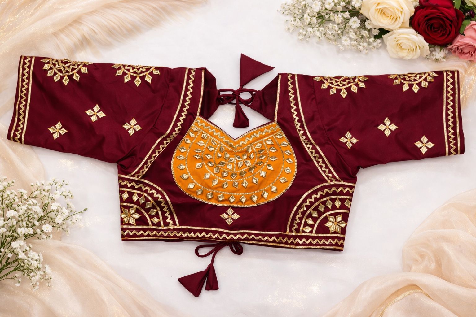 Ruhani Wine Mustard Aangi Blouse