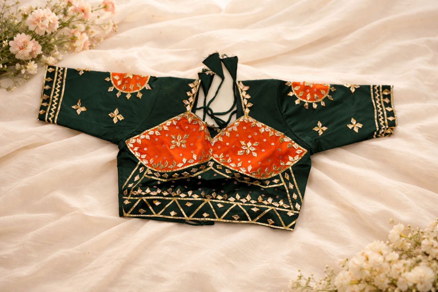 Triveni Dark Green Orange Aangi Blouse