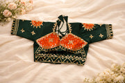 Triveni Dark Green Orange Aangi Blouse