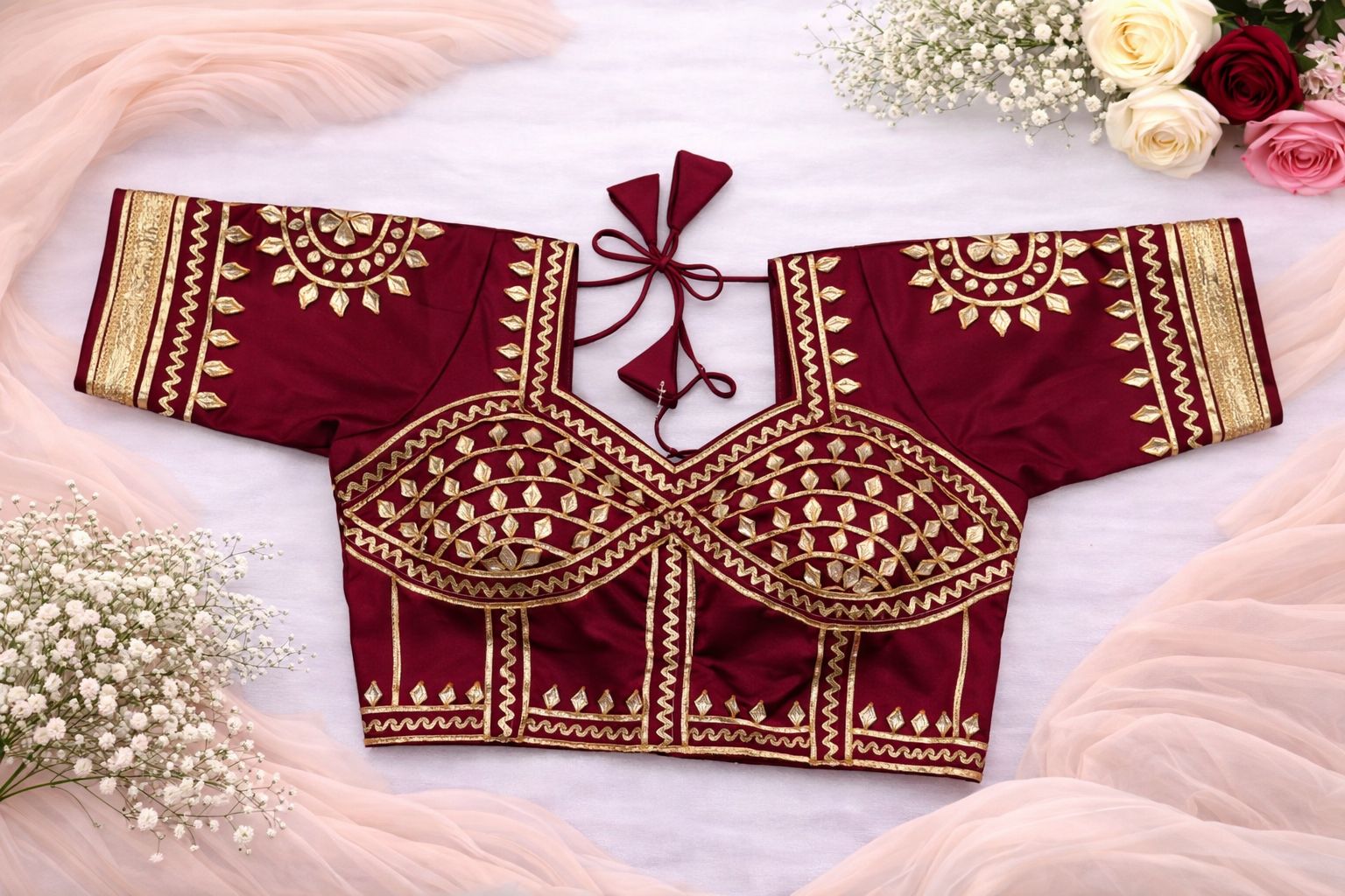 Mahira Wine Gold Aangi Blouse