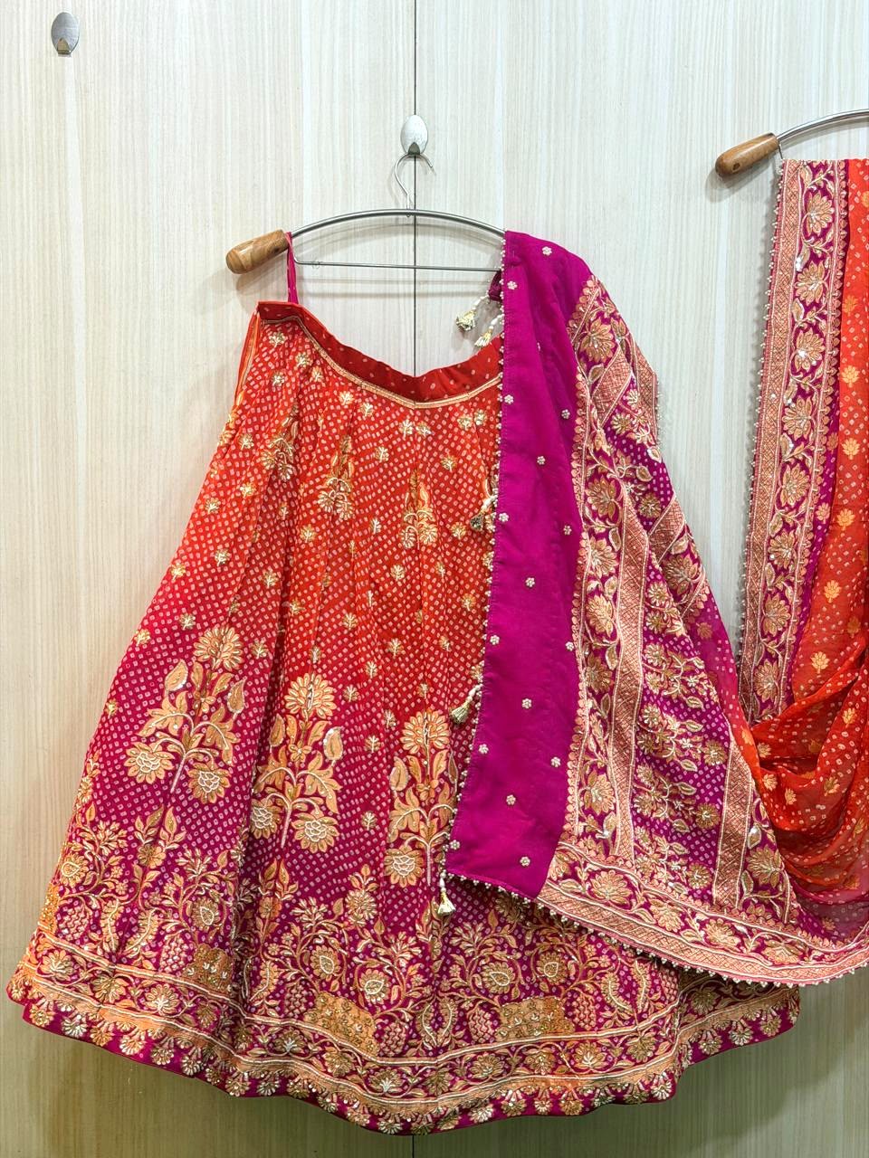 The Radiant Ombre Bandhani Floral Lehenga Set