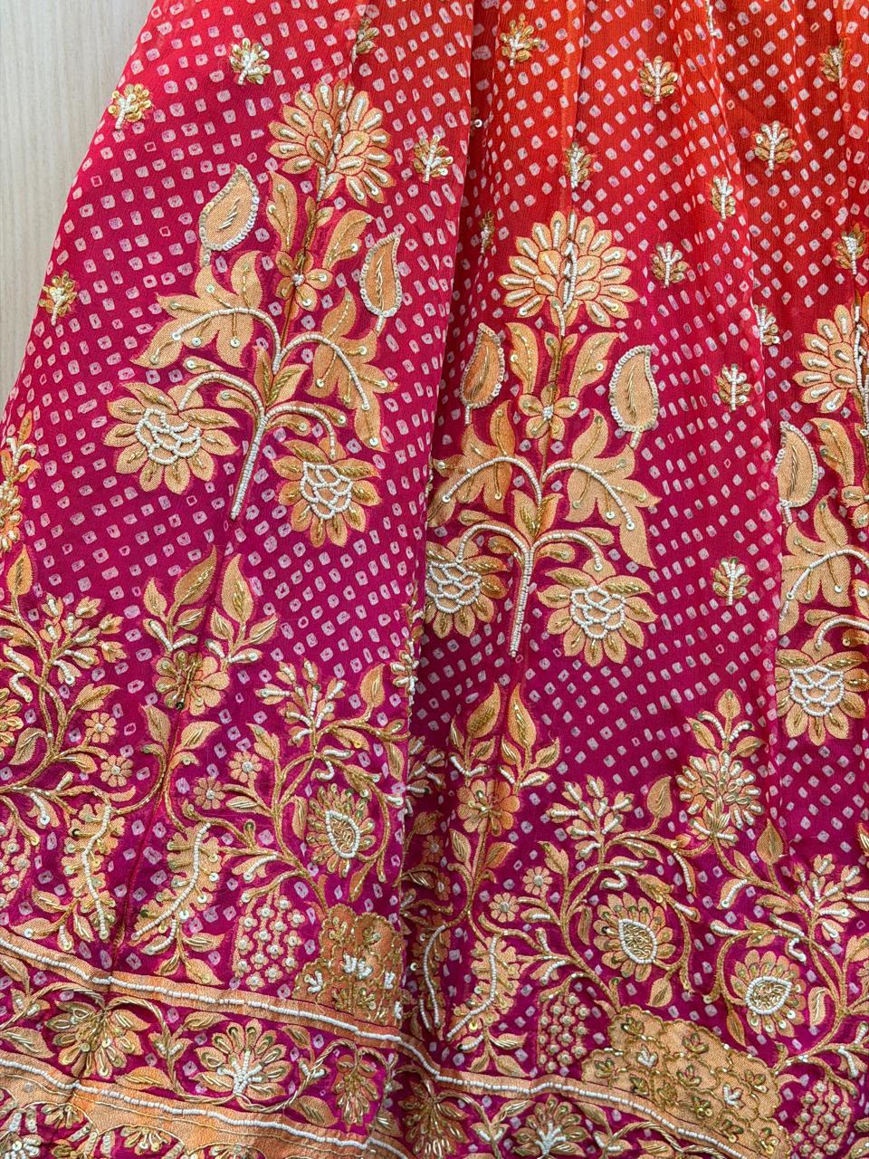 The Radiant Ombre Bandhani Floral Lehenga Set