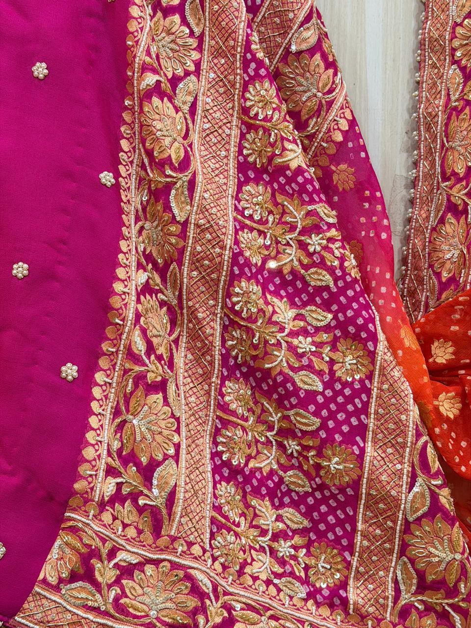 The Radiant Ombre Bandhani Floral Lehenga Set