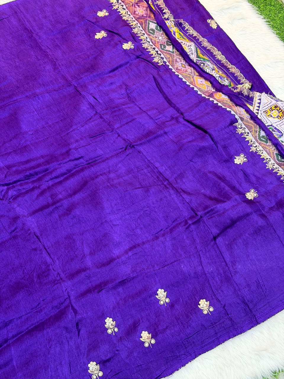 Kushi Purple Semi Ikkat Patola Saree