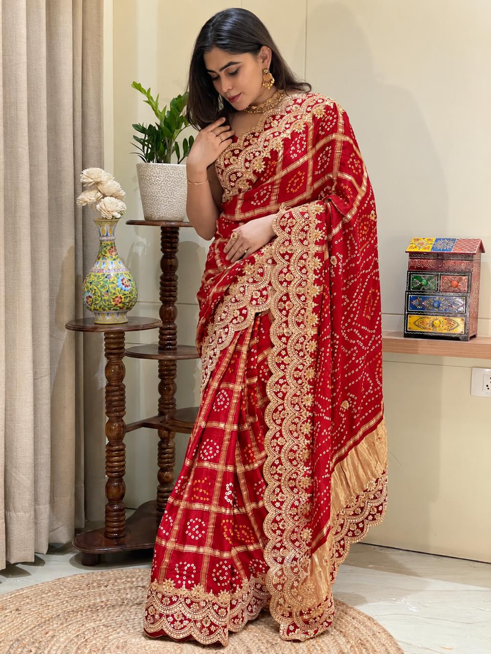 Avika Red Ghatchola Saree