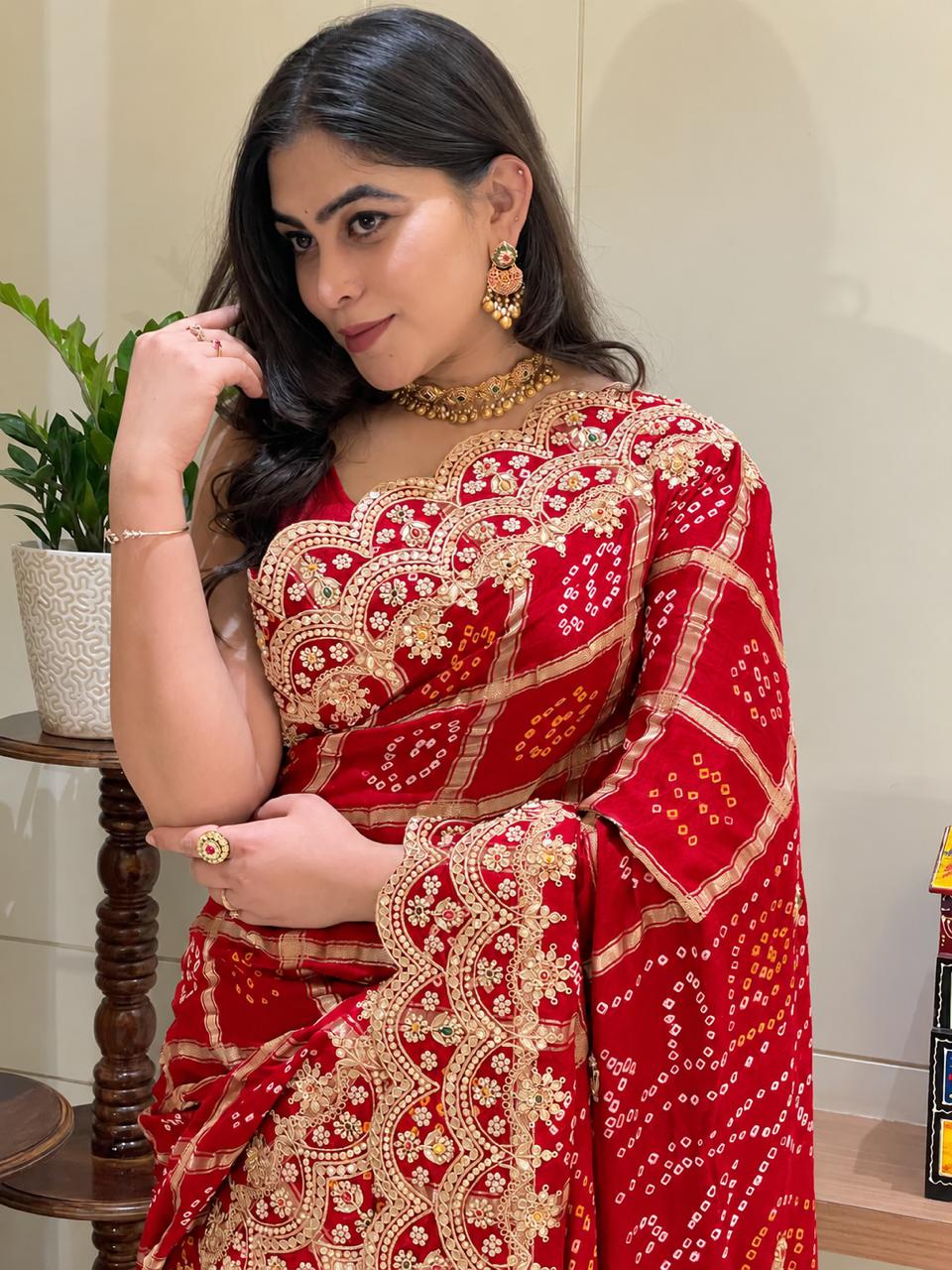 Avika Red Ghatchola Saree