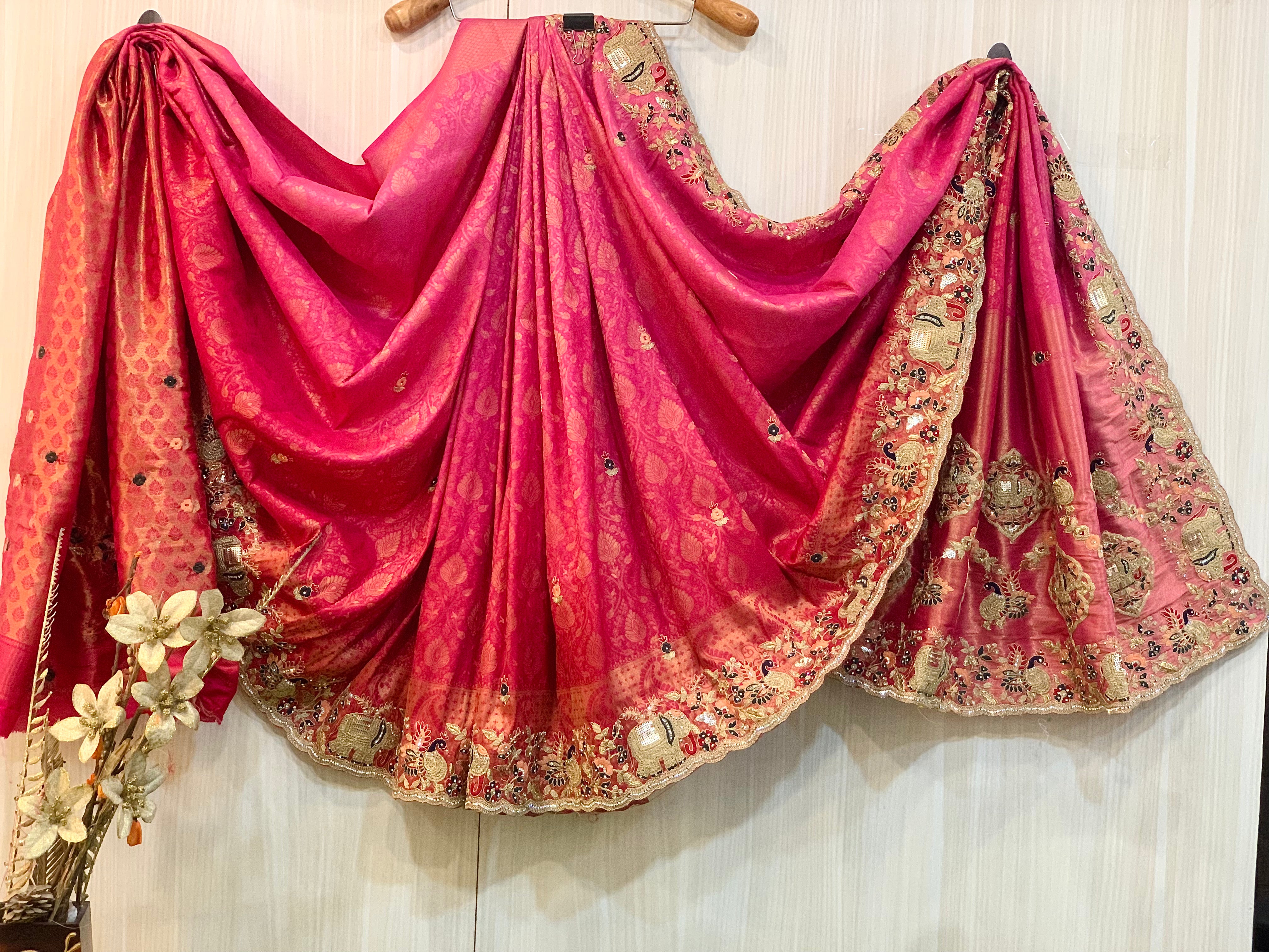 Andro Rani Pink Dola Silk Saree