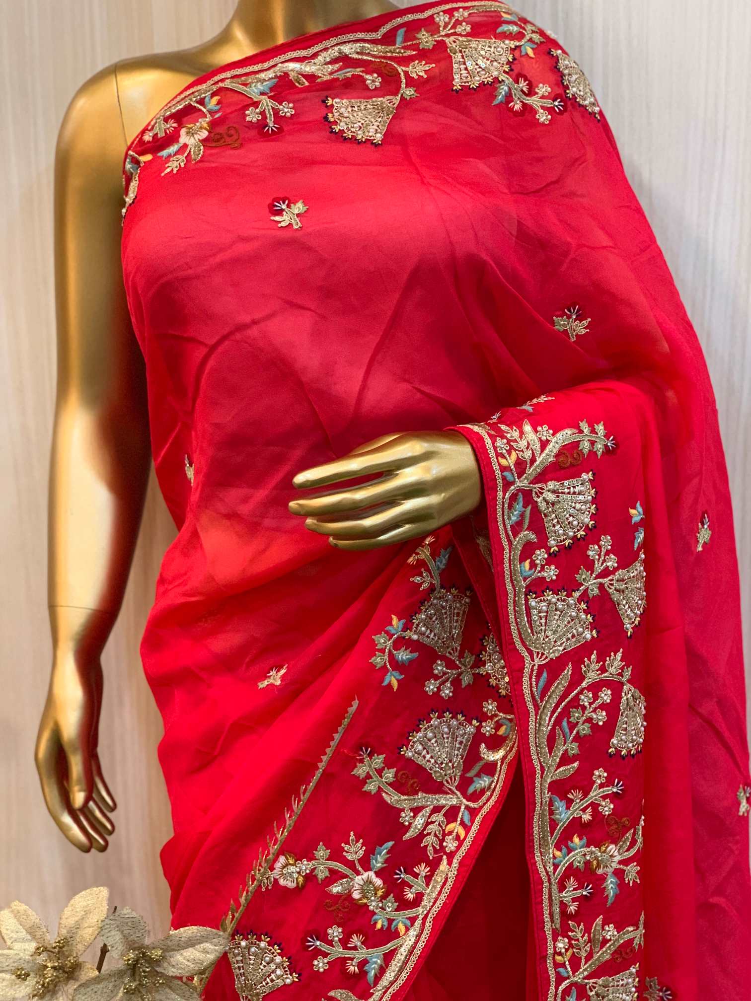 Ayomi Rani Pink Organza Saree