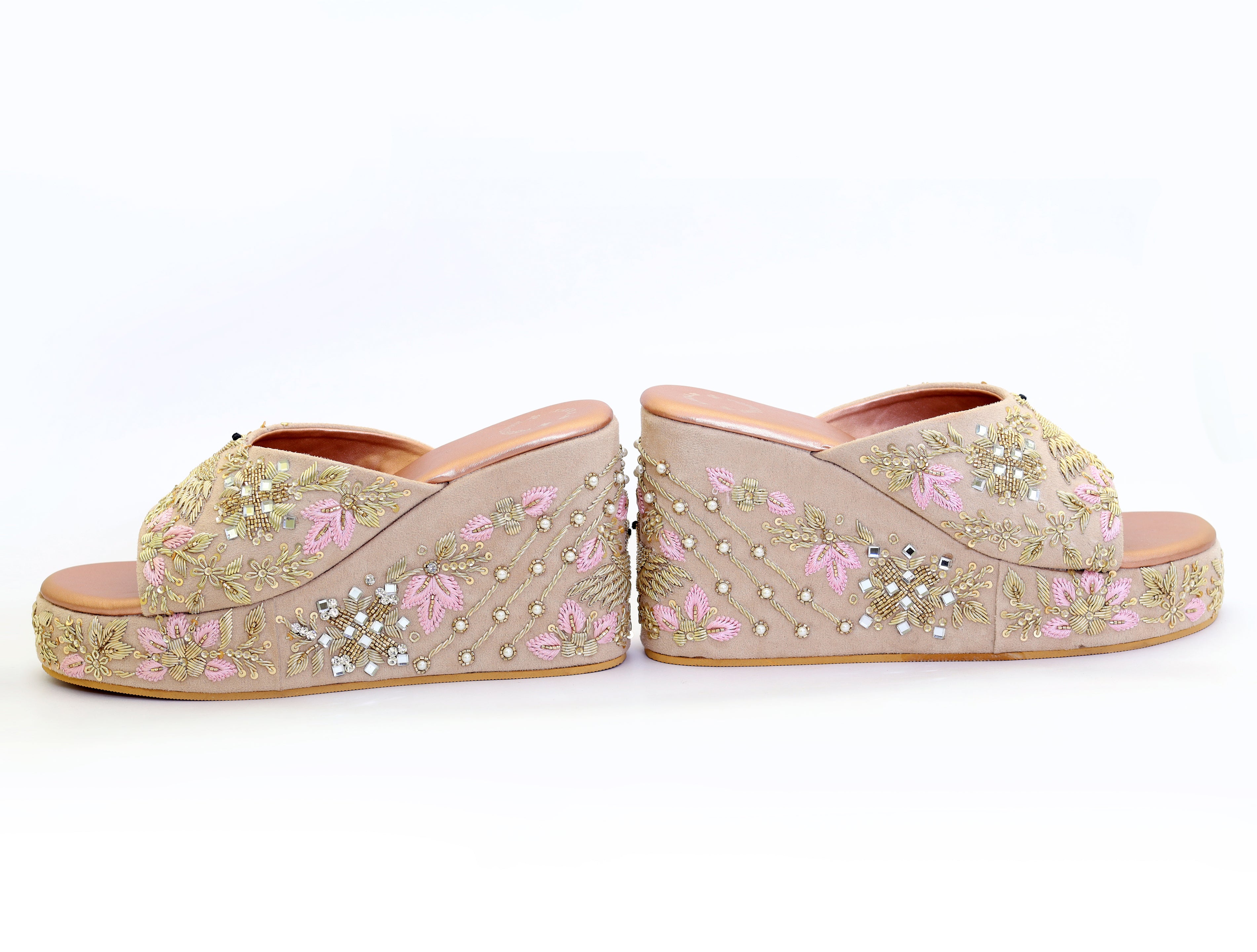 Kanak Mayoor Wedges (Pink)