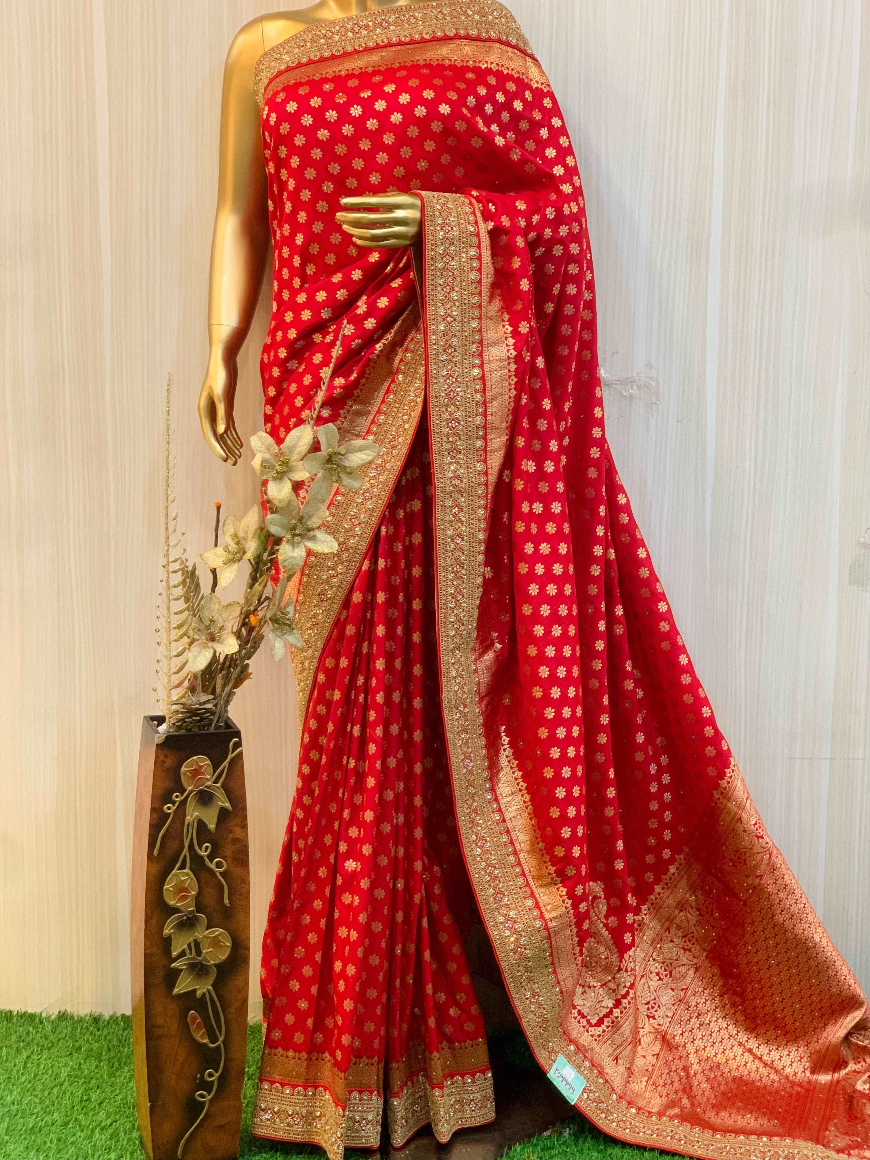 Parakram Red Banarasi Saree