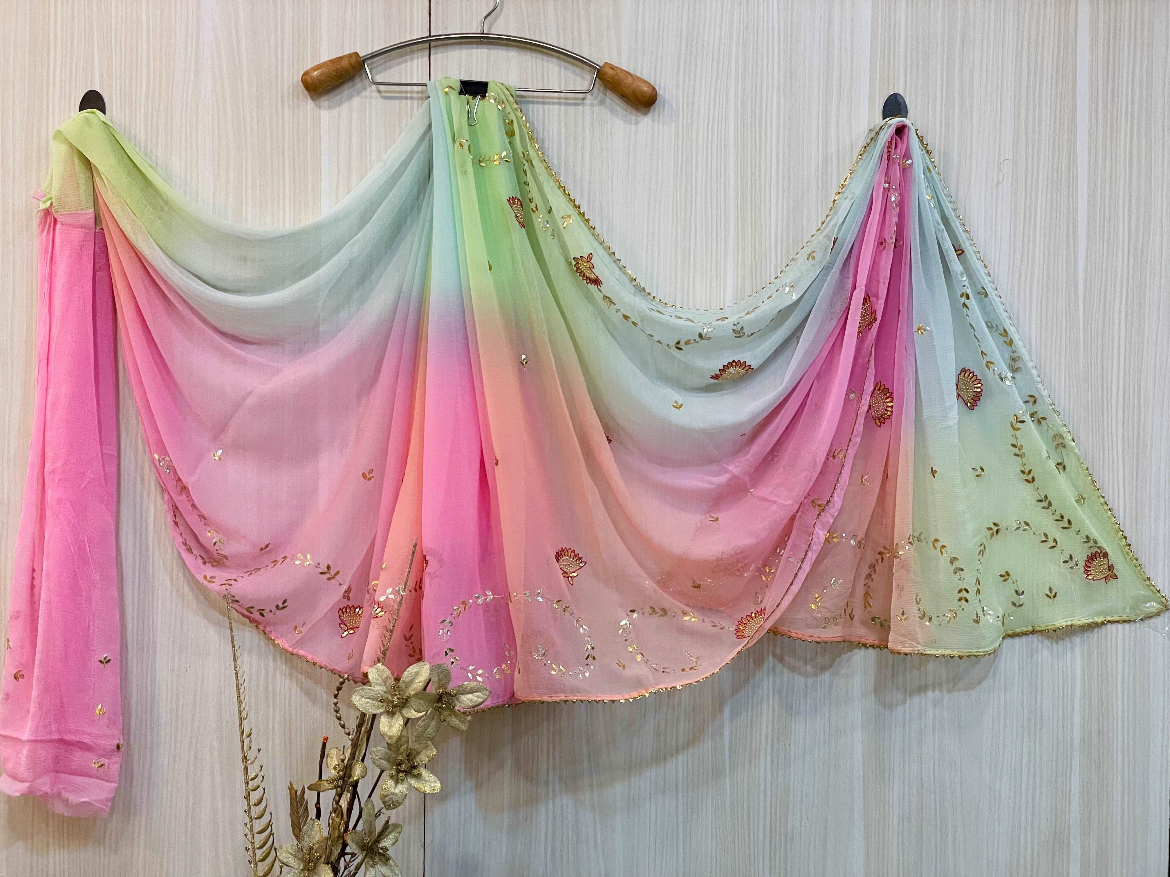 Pankhuri MultiShade Chiffon Saree
