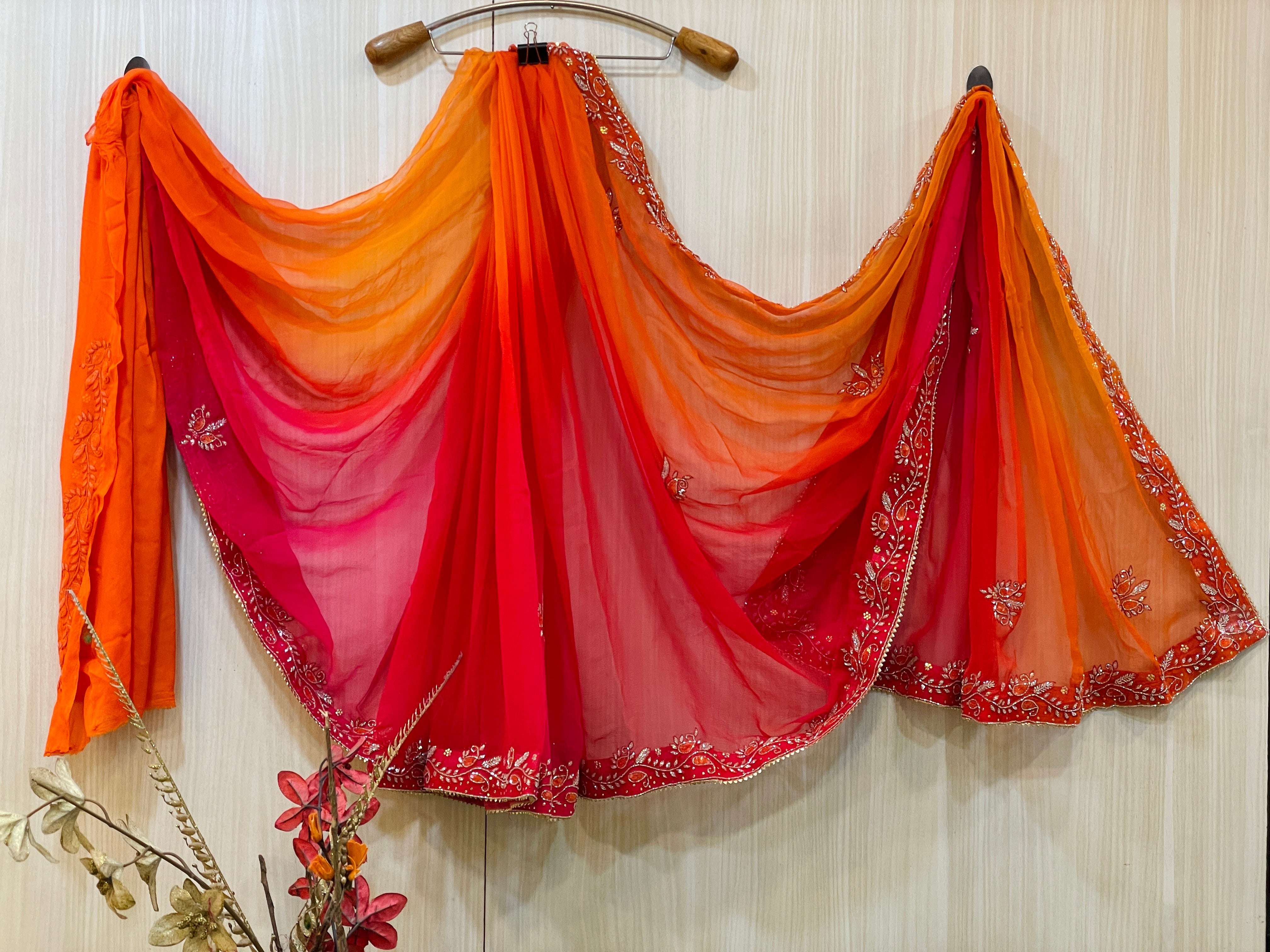 Kesari Chiffon Saree