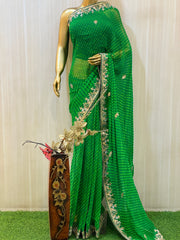 Nitisha Green Leheriya Saree