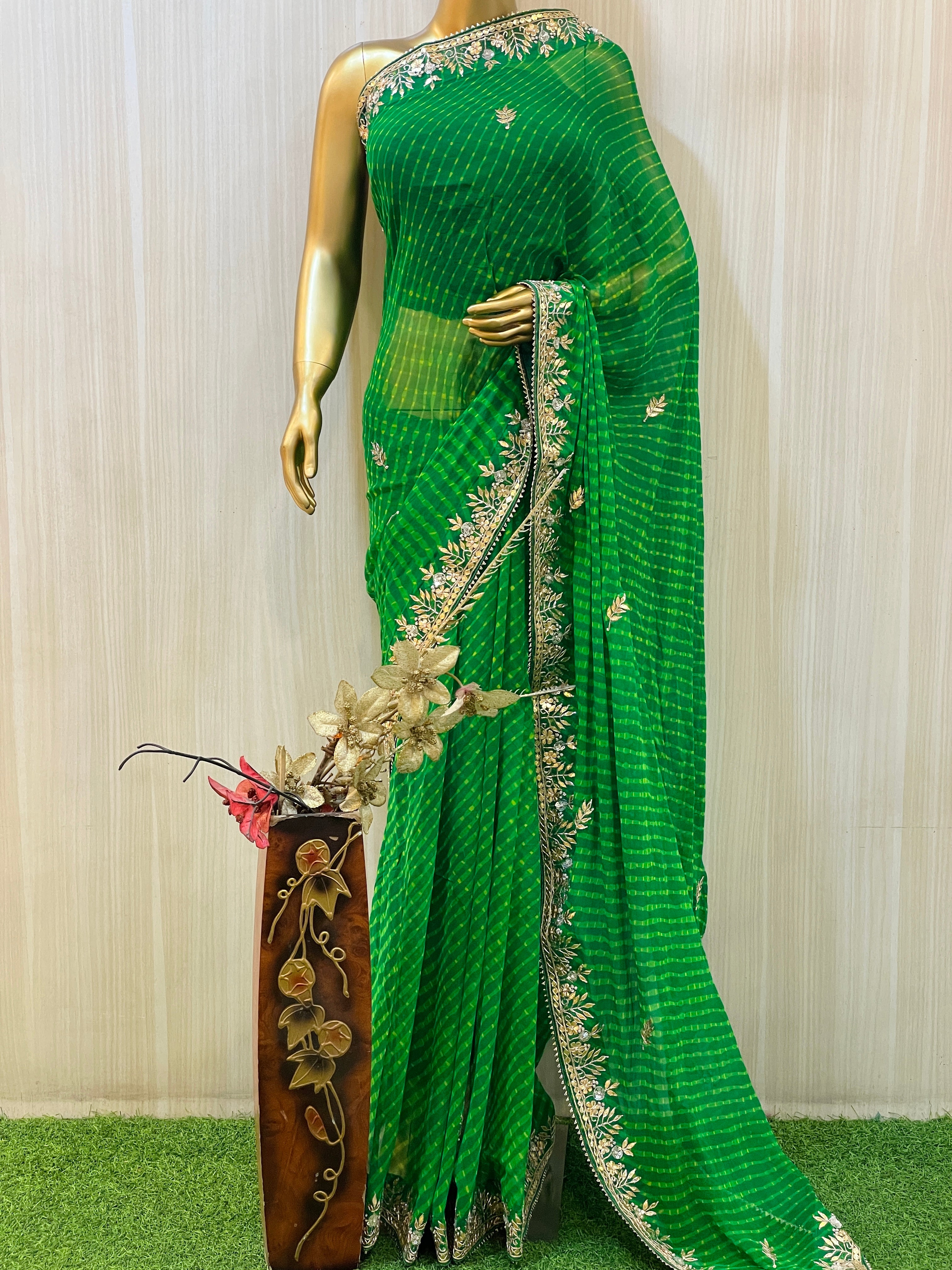 Nitisha Green Leheriya Saree
