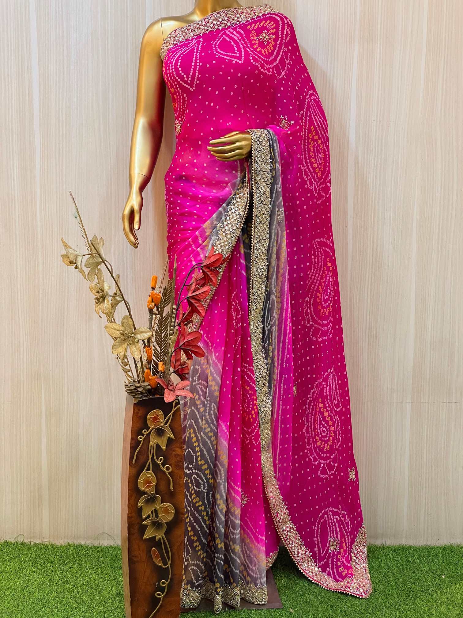 Shumi Georgette Bandhani Saree